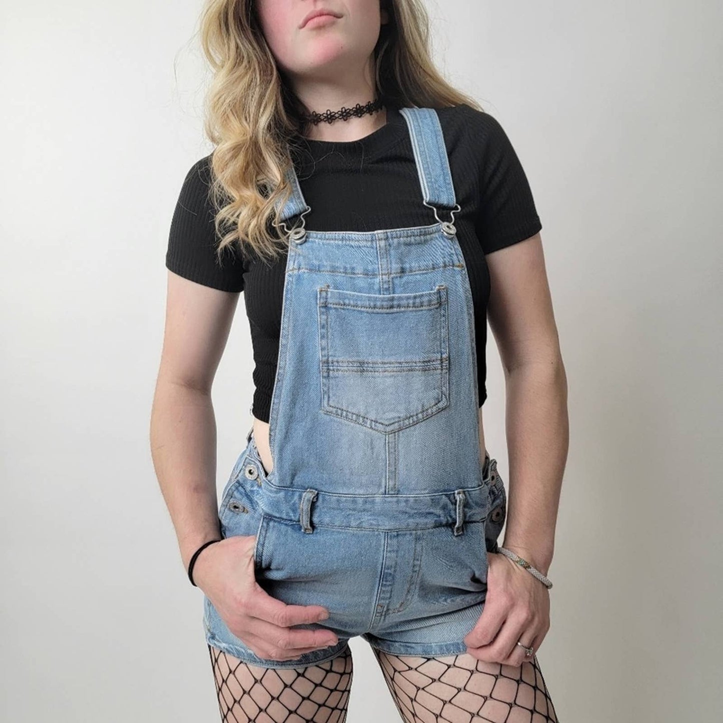 Love Tree Denim Shorts Overalls - M