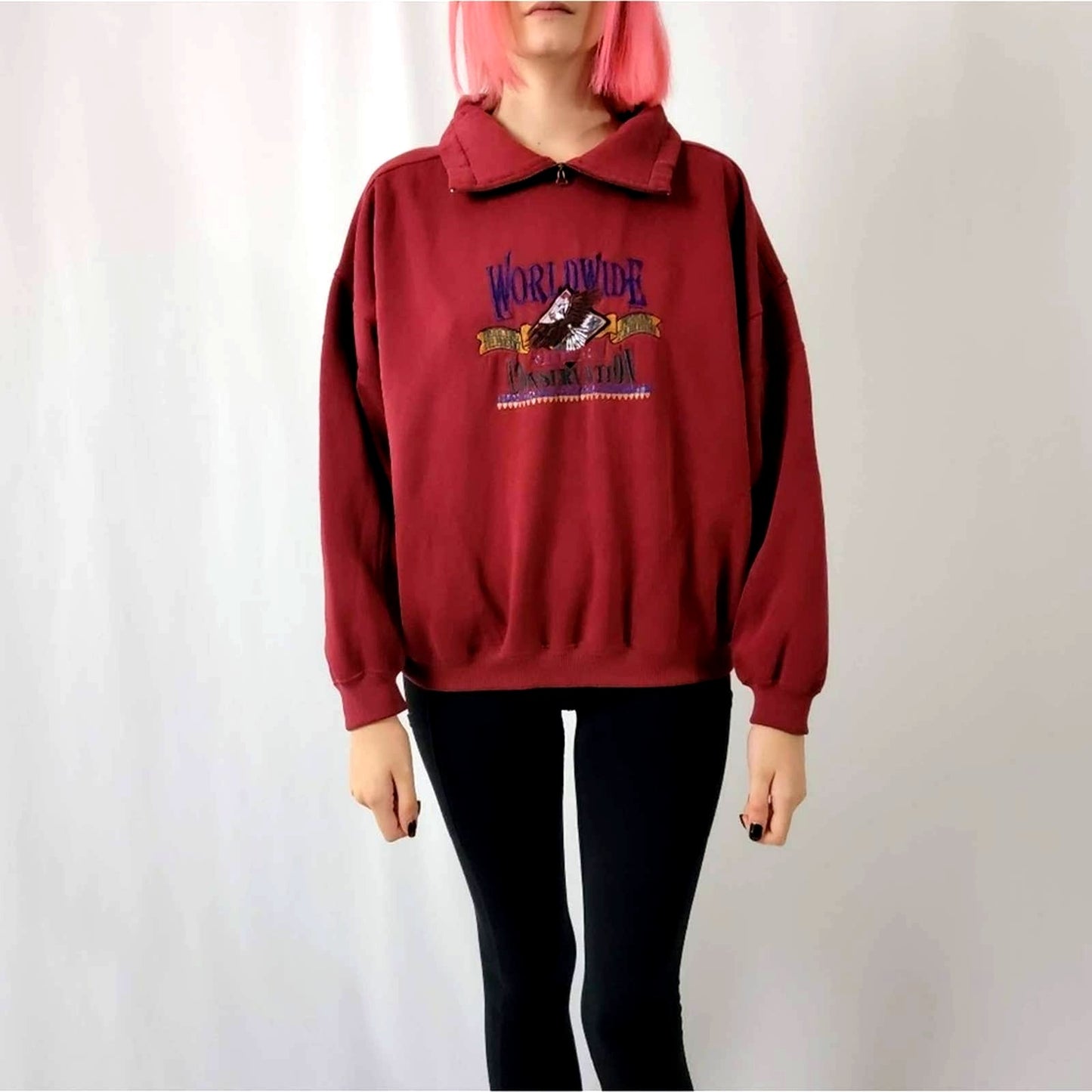 Vintage 90s Worldwide Consevation Fleece Pullover Sweatshirt - M