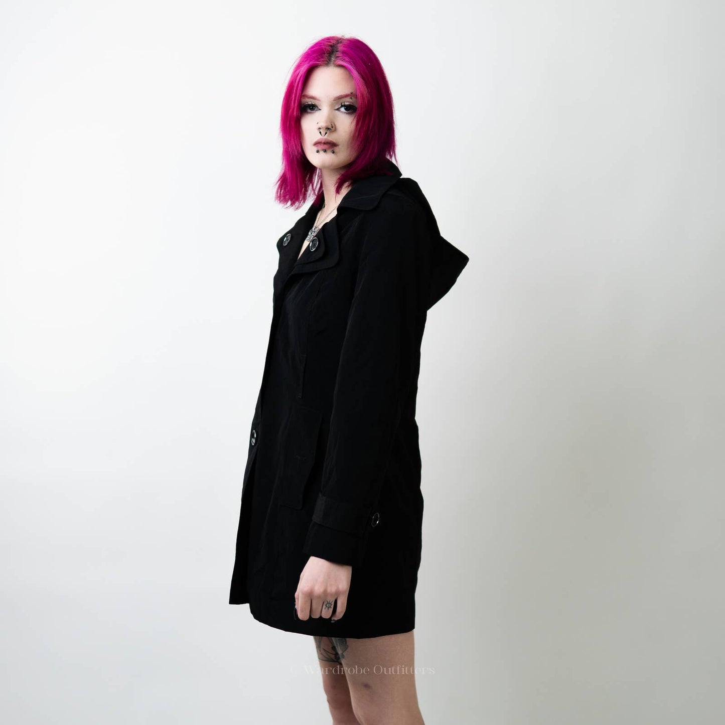 London Fog Black Single Breasted Pea Trench Coat - S