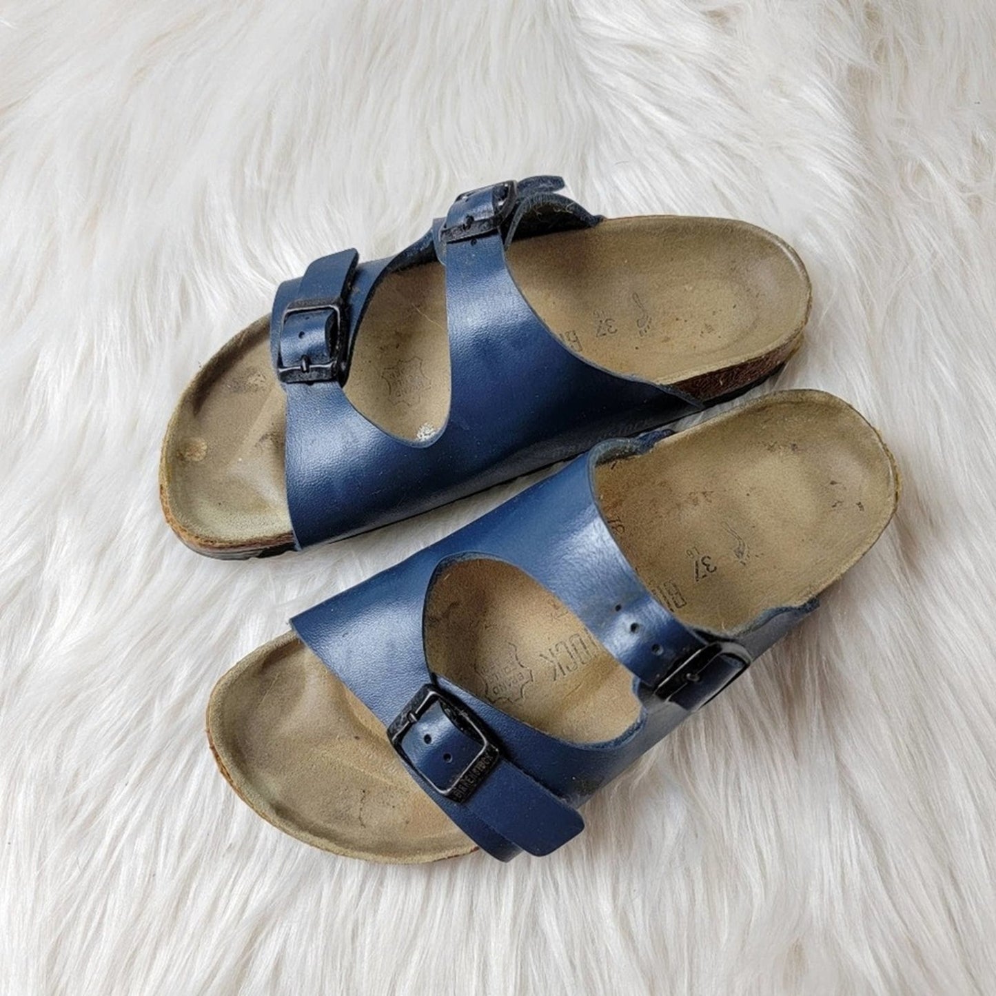 Birkenstock Navy Blue Leather Milano Sandals - 6