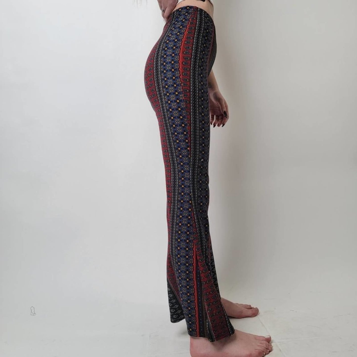 LA Gypsy Flared Boho High Rise Leggings - S