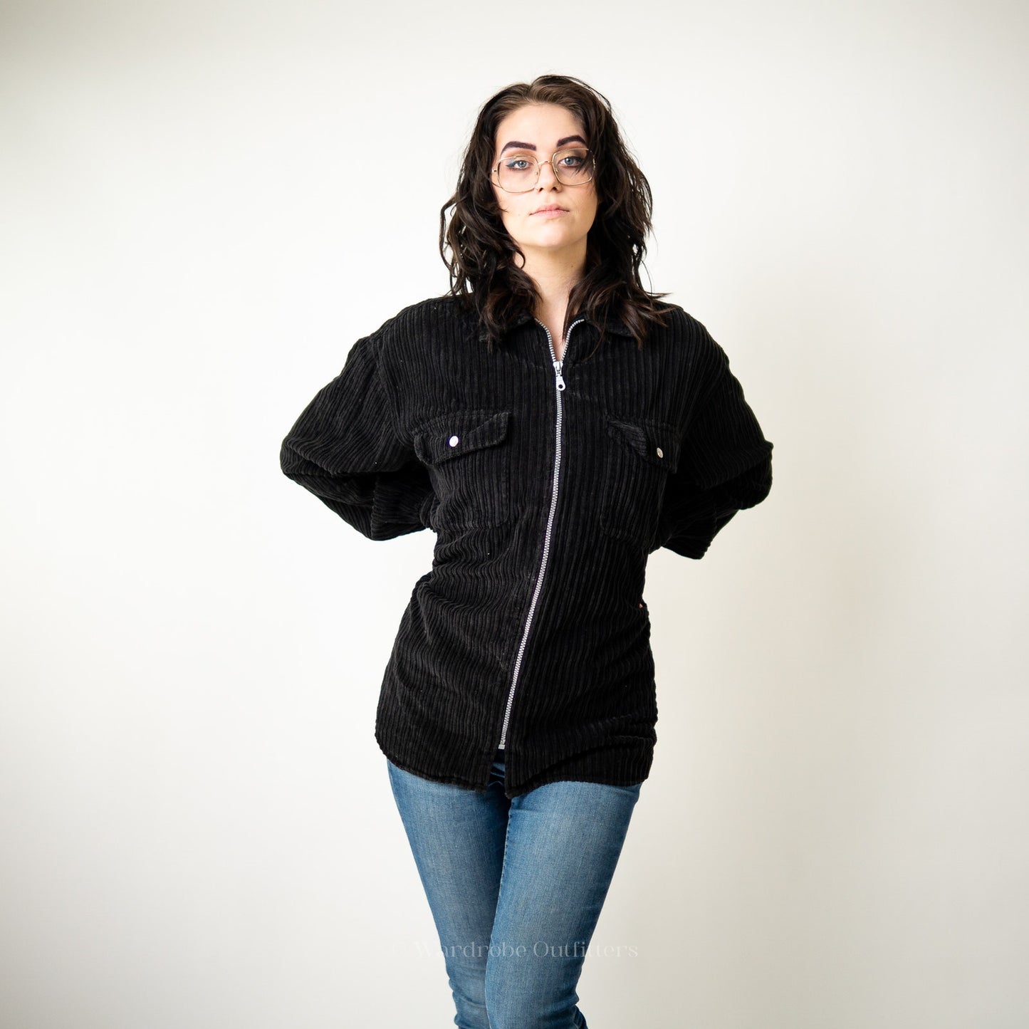 Vintage 90s Black Oversized Corduroy Jacket - M