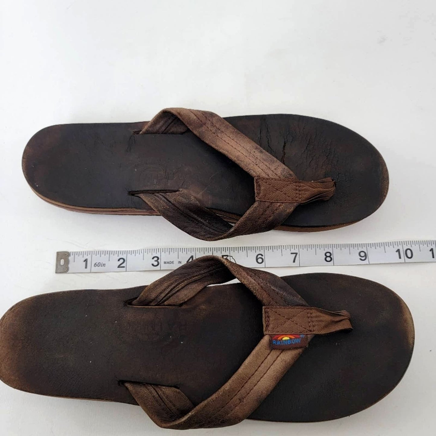 Rainbow Leather Flip Flop Sandals