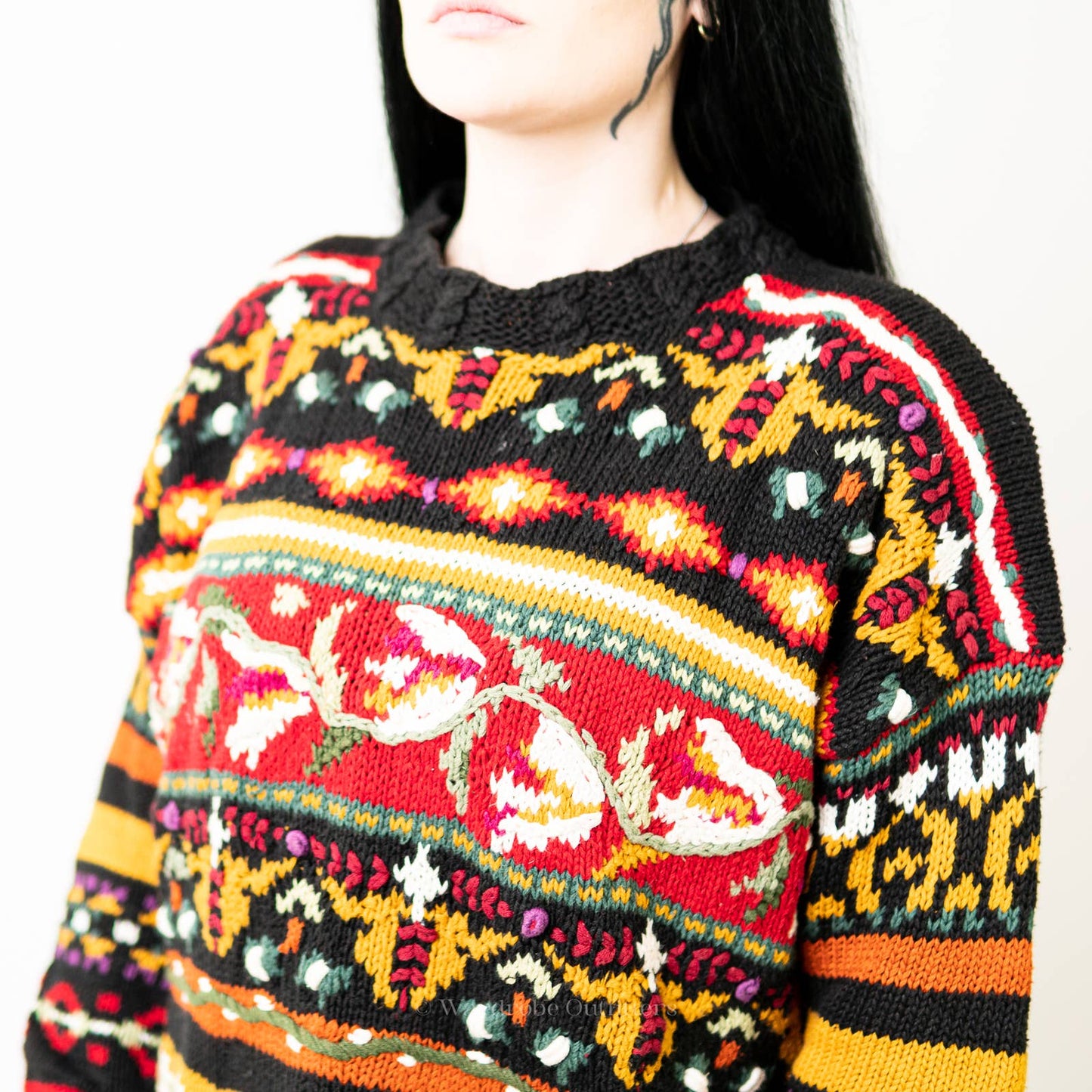 Vintage 90s Chunky Crochet Knit Sweater by Heirloom Collectibles - L