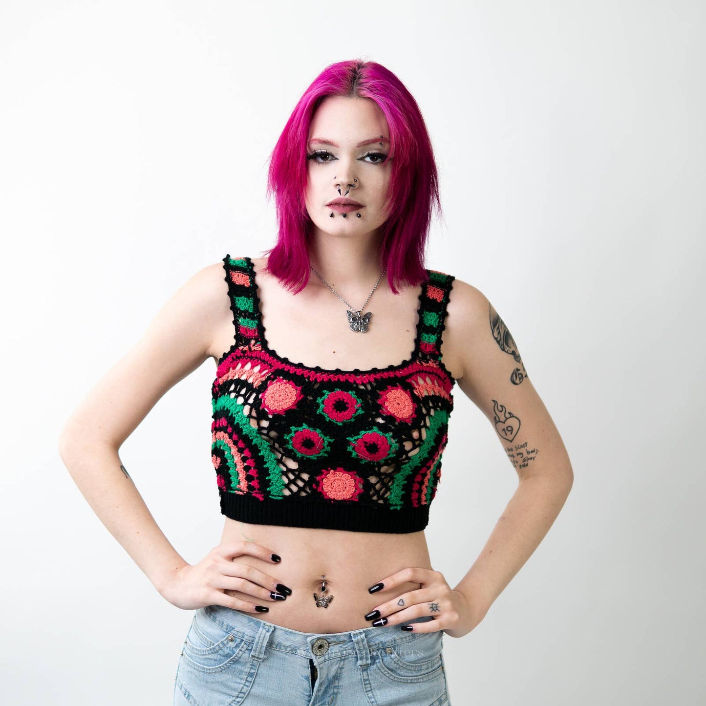 Handmade Crochet Knit Crop Top - S/M