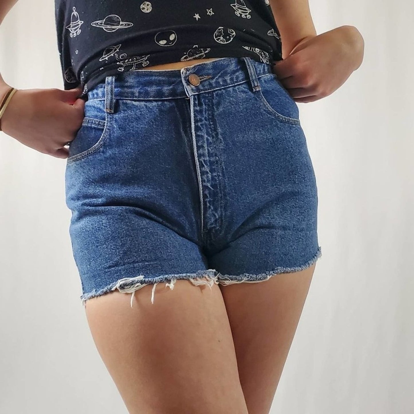 Vintage 90s Giorgio Sant'Angelo Cutoff Denim Mom Jean Shorts - 8