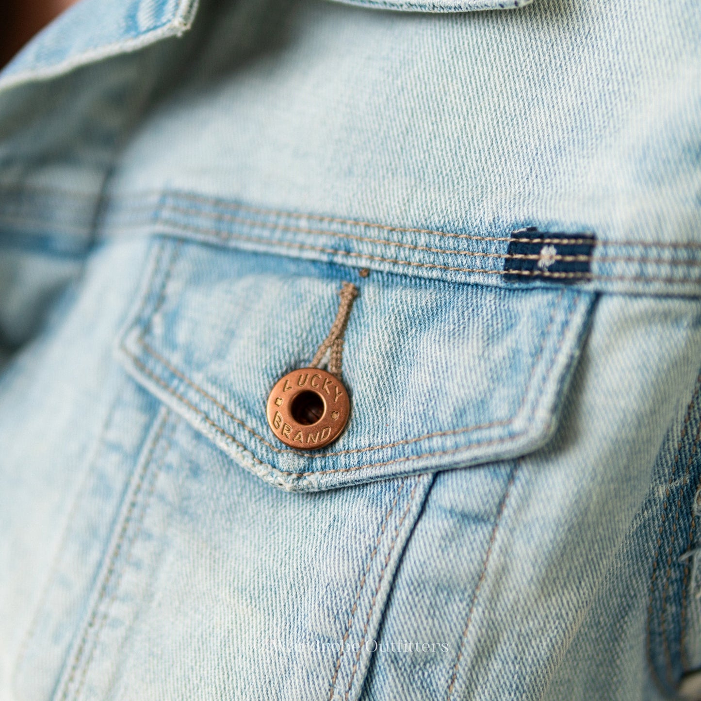 Lucky Brand Denim and Lace Lightwash Vest