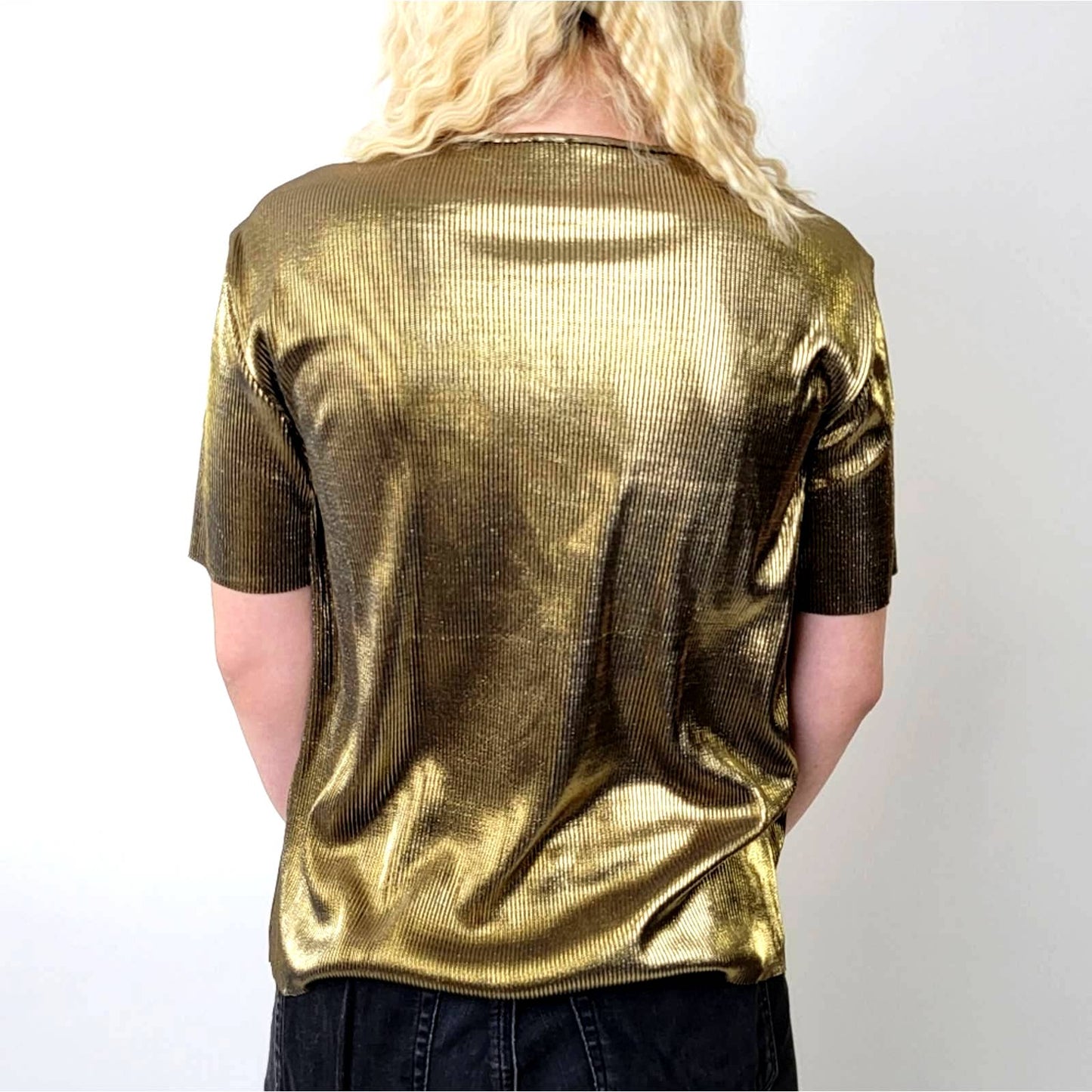 Vintage 90's Liquid Gold Short Sleeve Rave Top - M