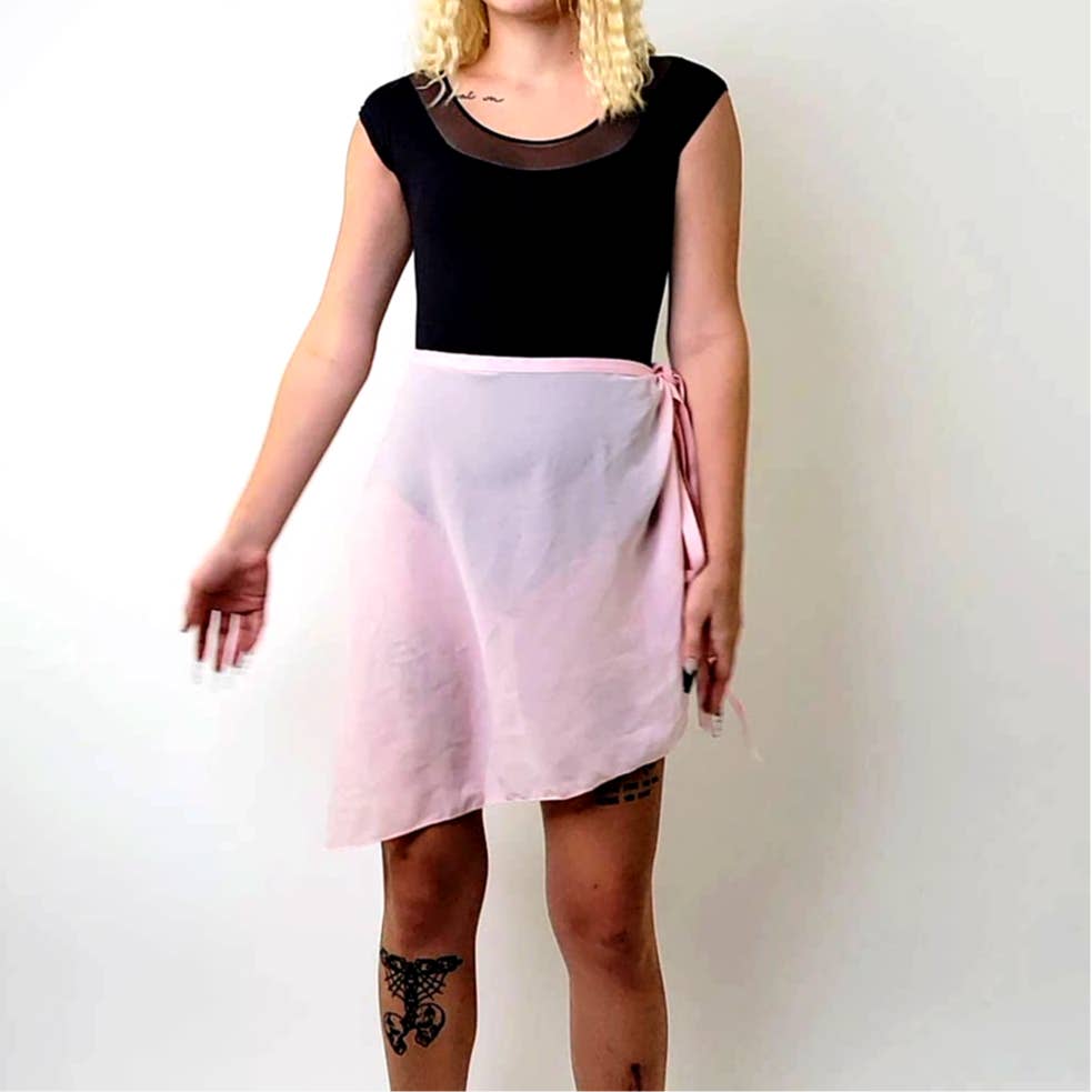 Vintage 90s Pink Capezio Studio Collection Ballerina Ballet Wrap Skirt Dancewear