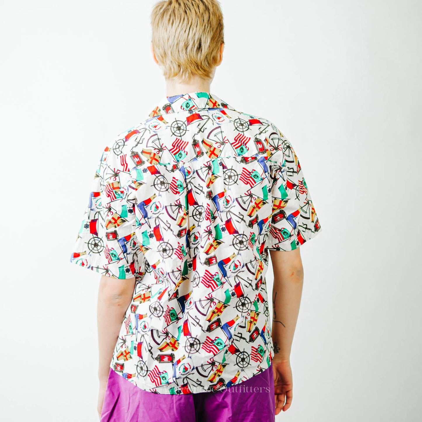 Vintage 90s Jos. A. Bank Sportswear Nautical Flag Button Up Shirt