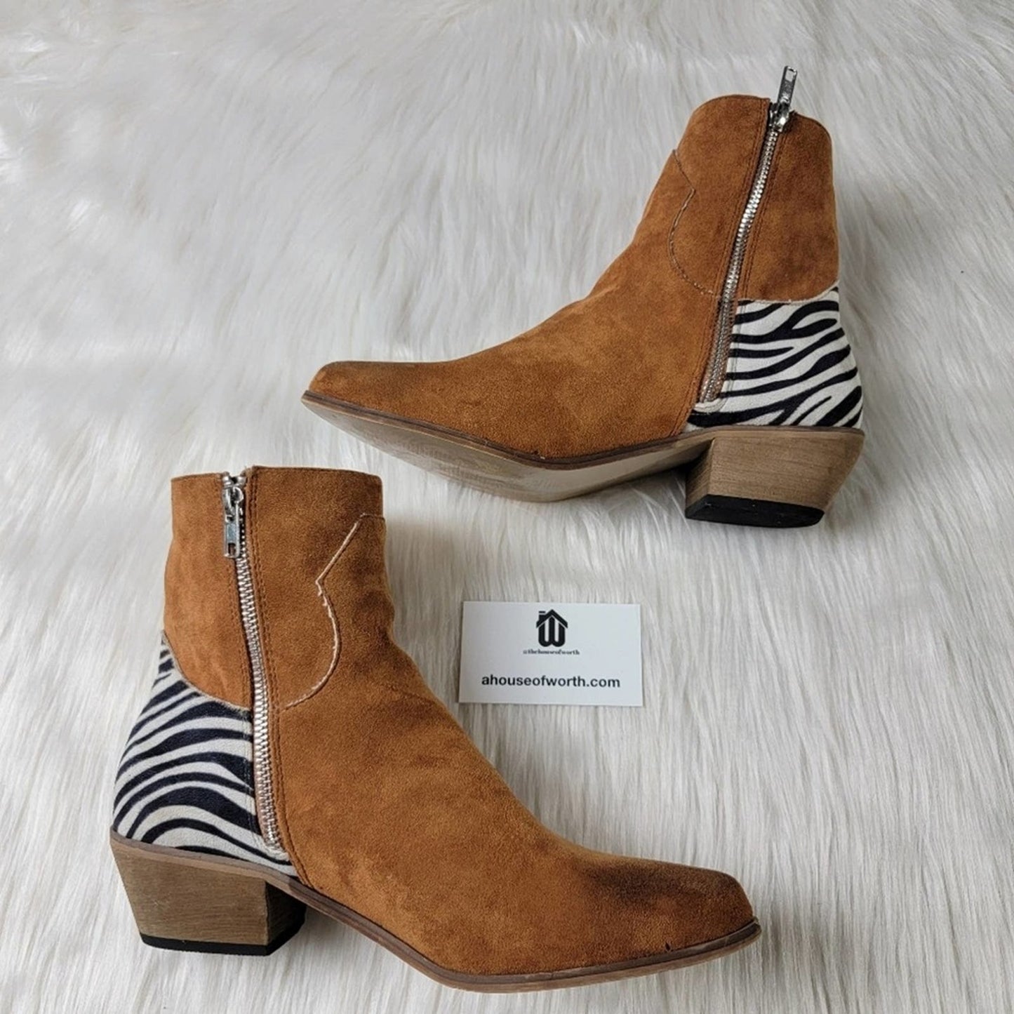 Joli Zebra Animal Print Suede Leather Chelsea Boot - 9