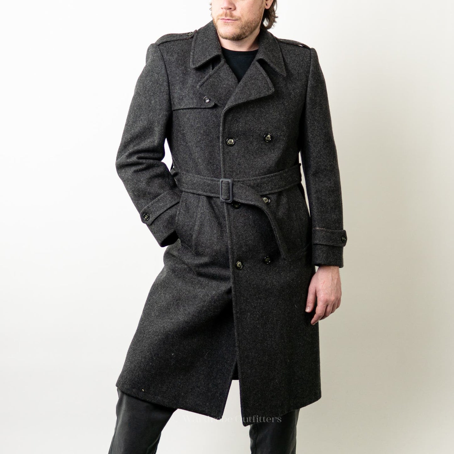 Vintage London Fog Imperial Grey Wool Trench Coat - 38R