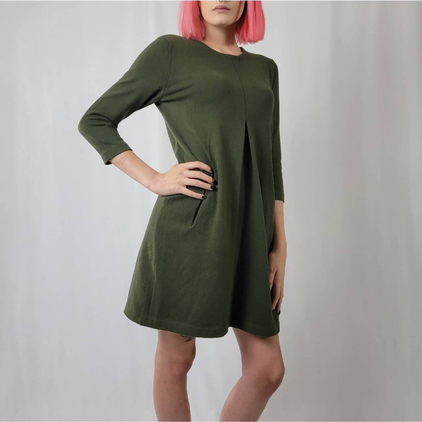 Tyler Boe Cashmere Olive Green Sweater Dress - S