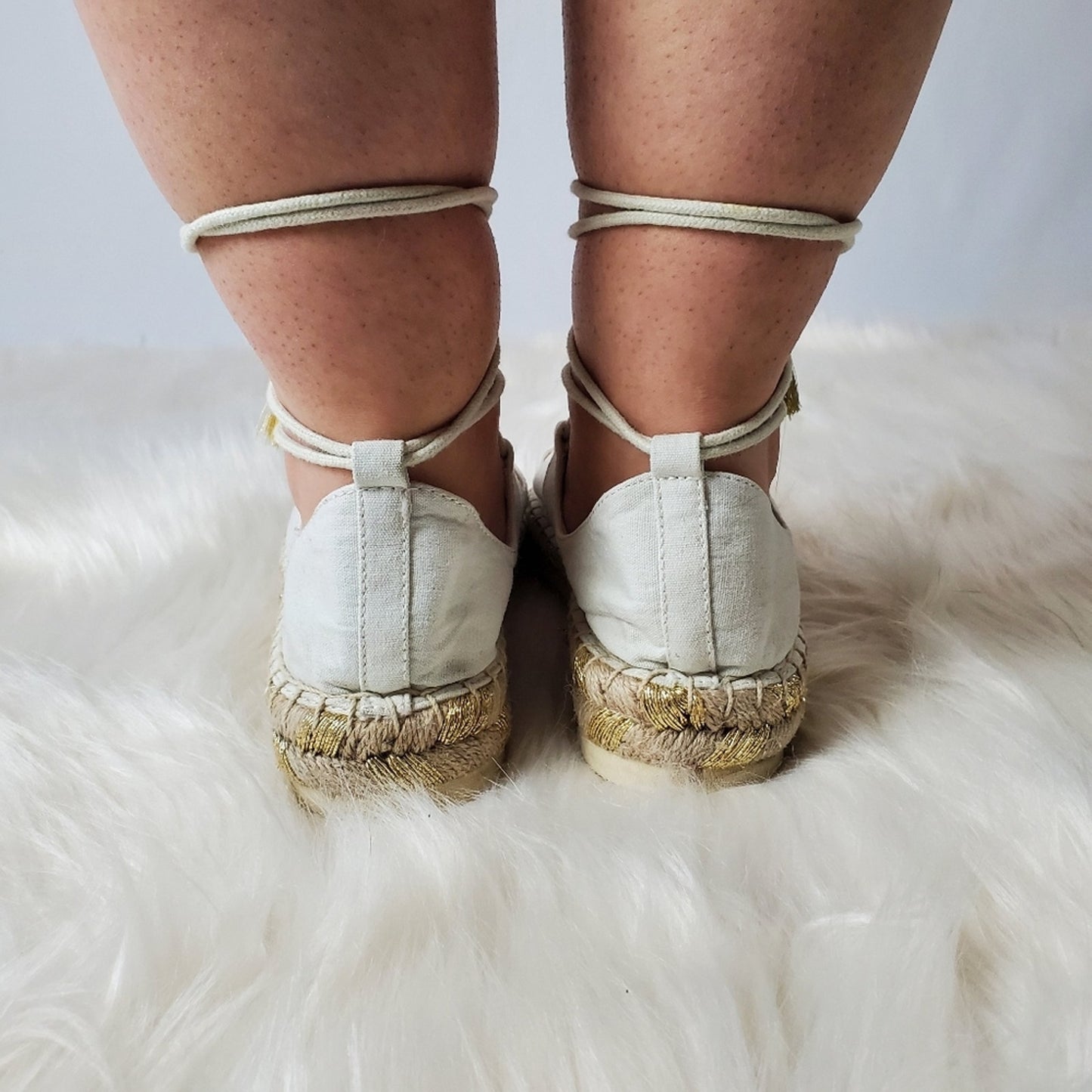 American Eagle White Espadrille Platform Gladiator Sandals - 7.5