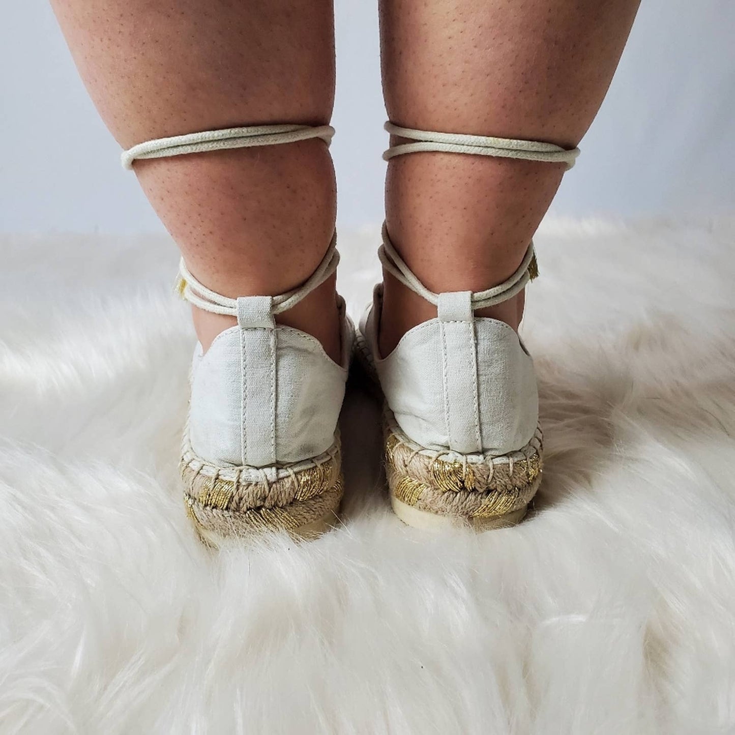American Eagle White Espadrille Platform Gladiator Sandals - 7.5