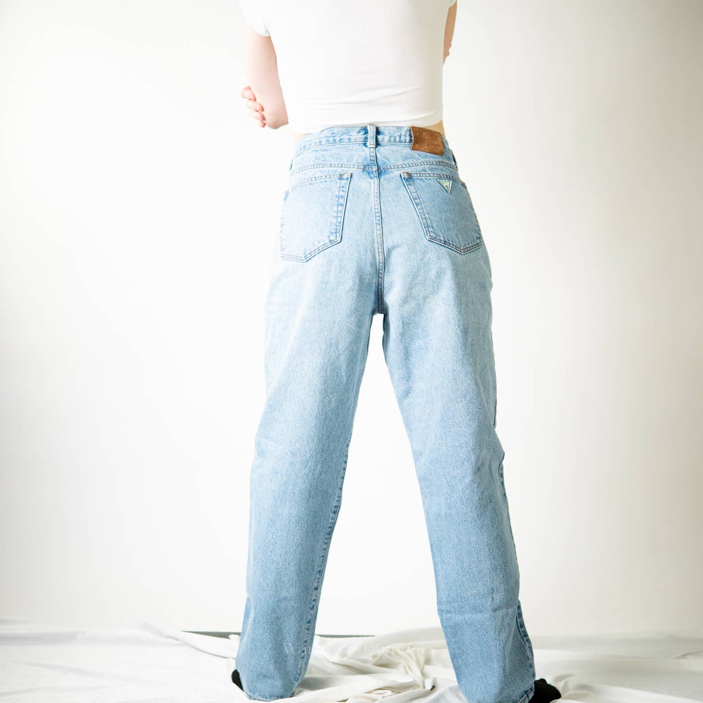 Vintage 90s Guess Jeans High Rise Faded Distressed Straight Leg Jeans