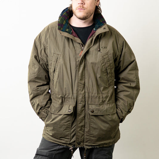 Vintage 90s Olive Green Puffer Hunting Jacket by CB Sports - M