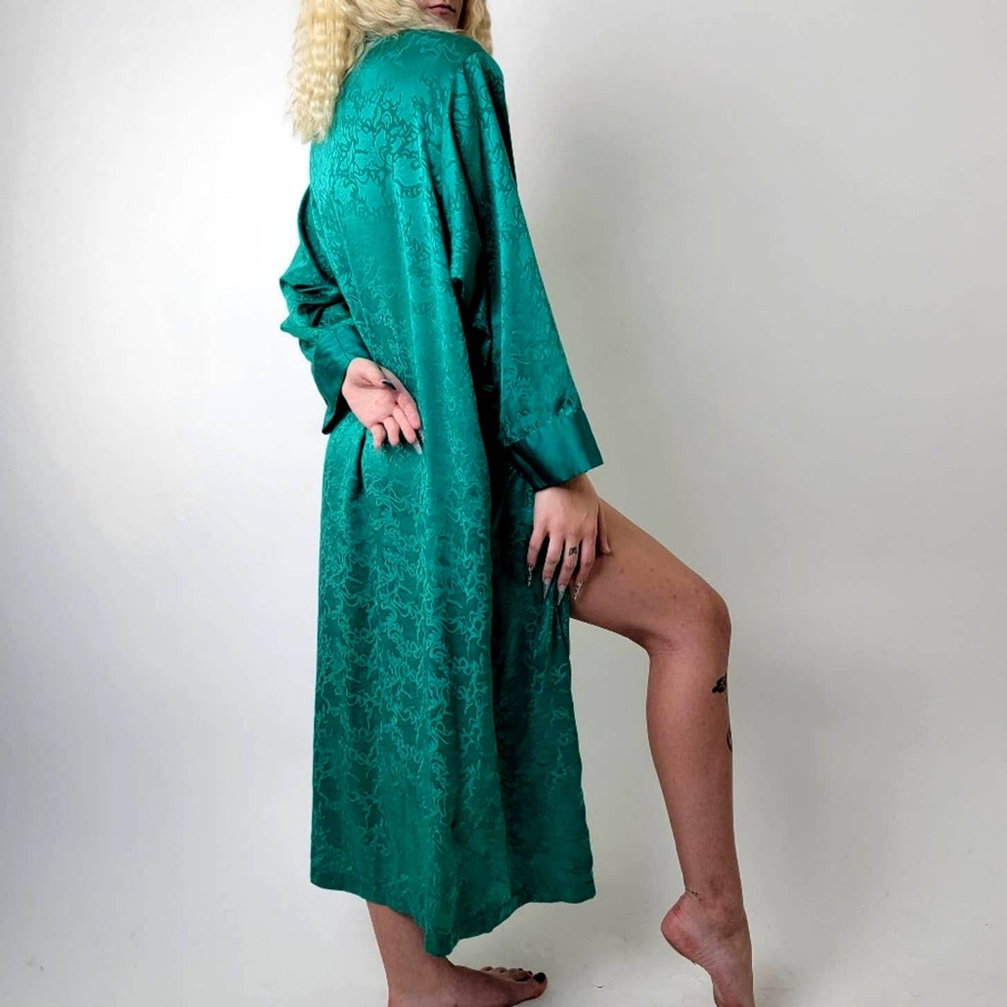Vintage Victoria’s Secret Gold Label Green Floral Robe - M