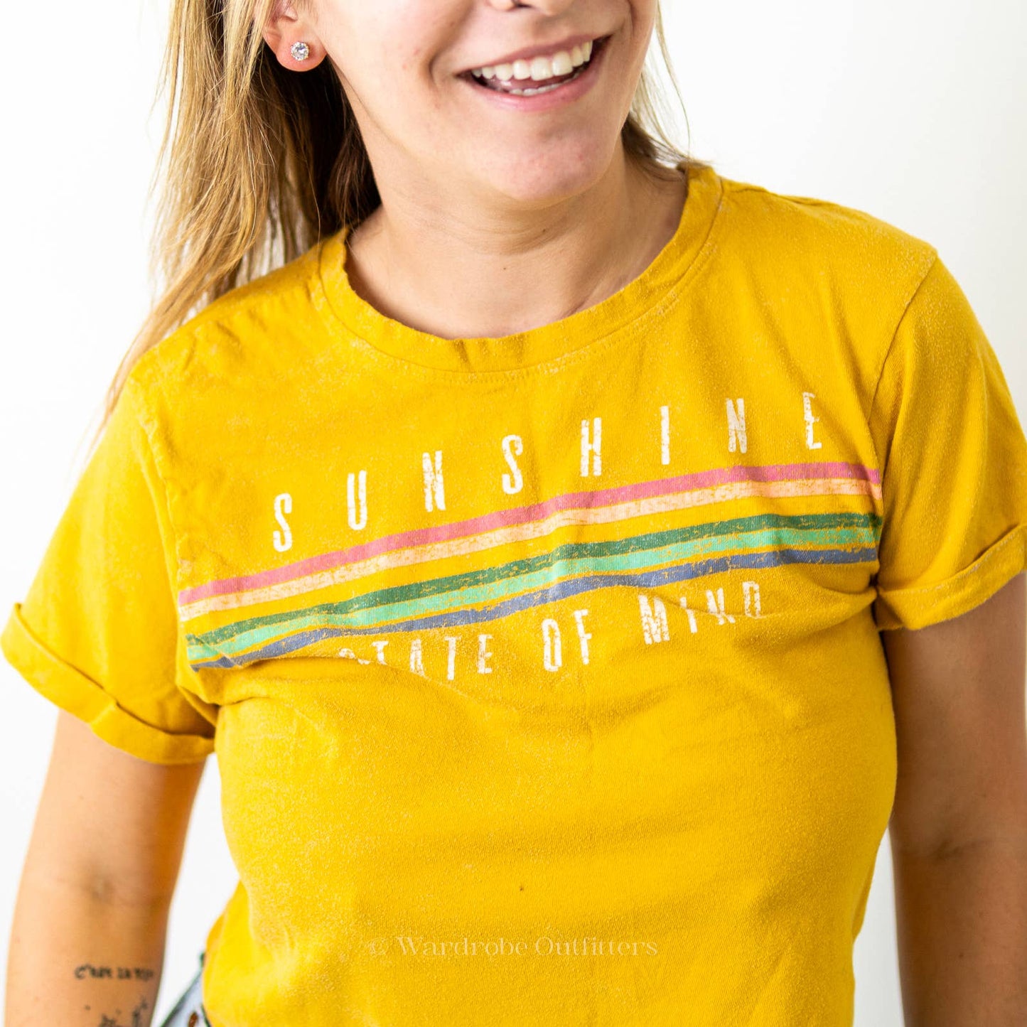 Vibe N' "Sunshine" Yellow Cropped Tee Shirt