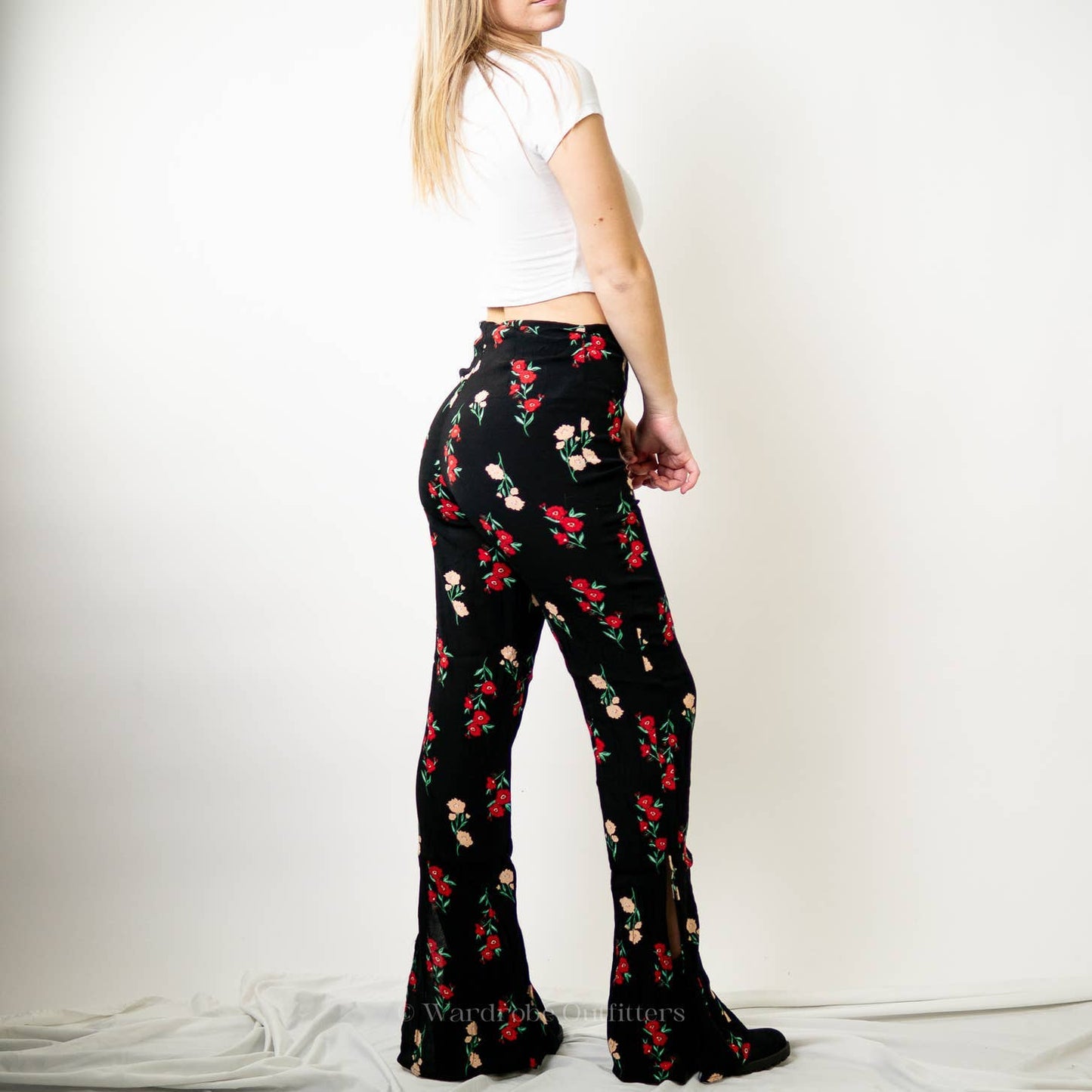 F21 Floral Wide Leg Pants - S