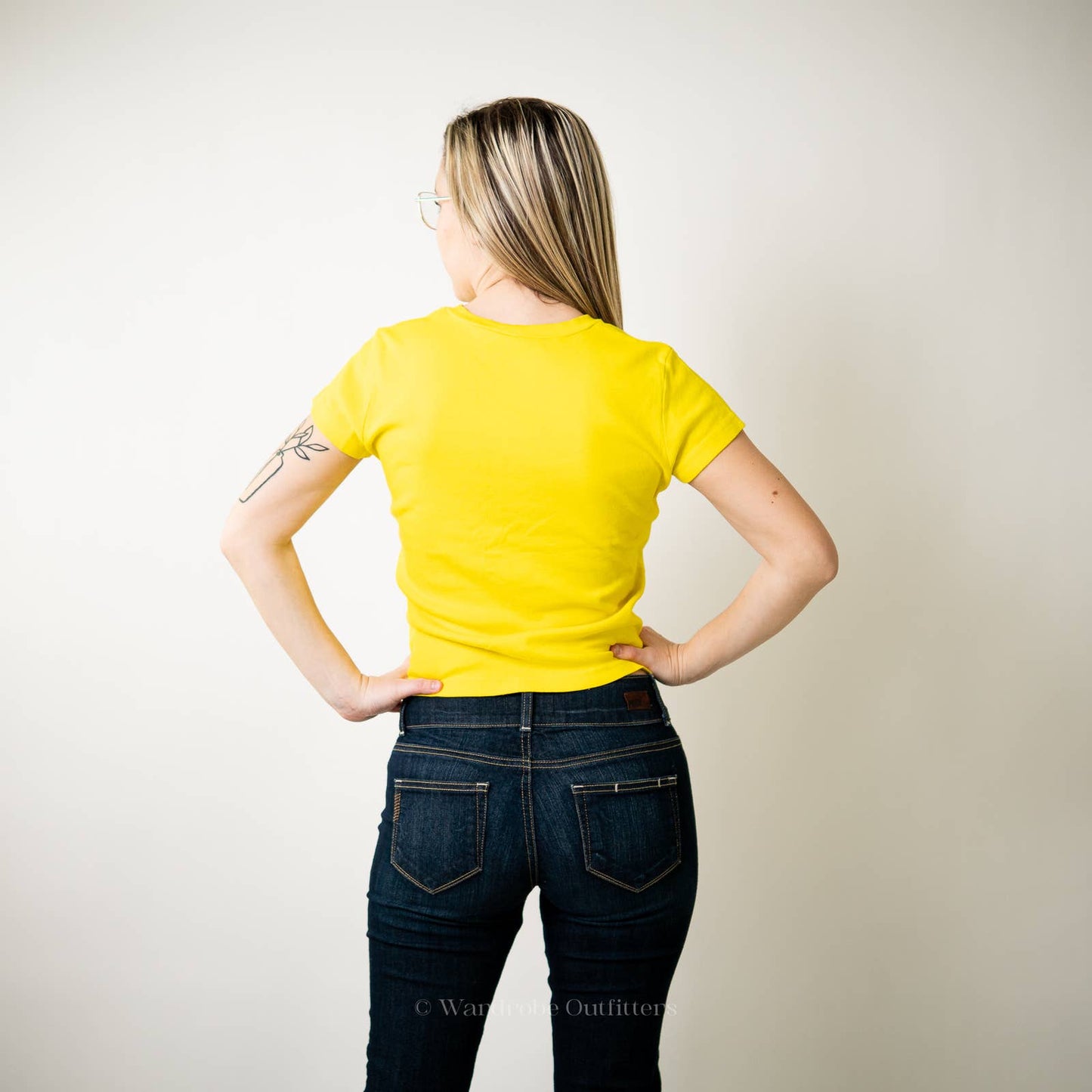 Y2K Playboy Bright Yellow Crop Top Tee Shirt - M
