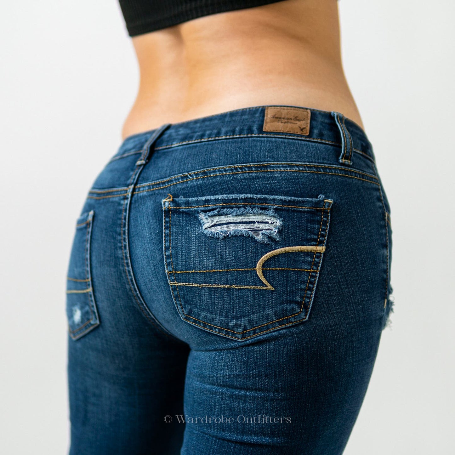 AE Super Stretch Ripped Low Rise Denim Jeans - 4