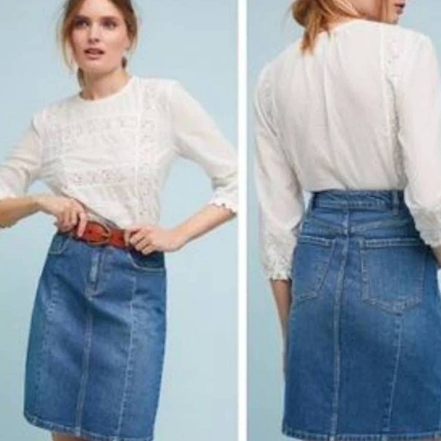 Anthro Pilcro & The Letterpress Blue Jean Skirt