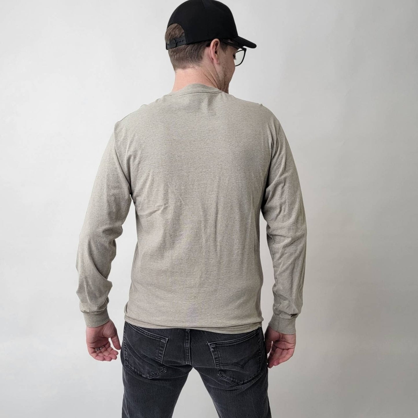 Hanes Beefy Henley Long Sleeve Shirt - L