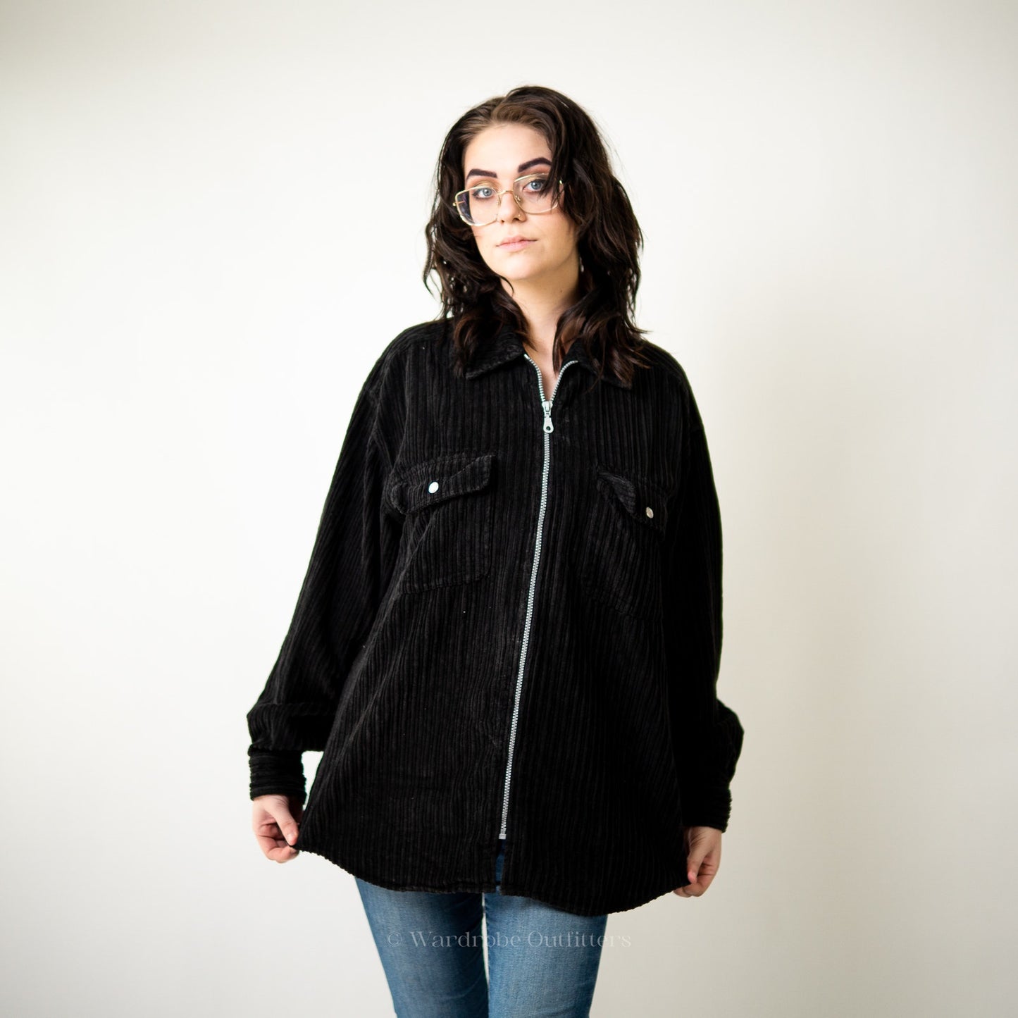 Vintage 90s Black Oversized Corduroy Jacket - M
