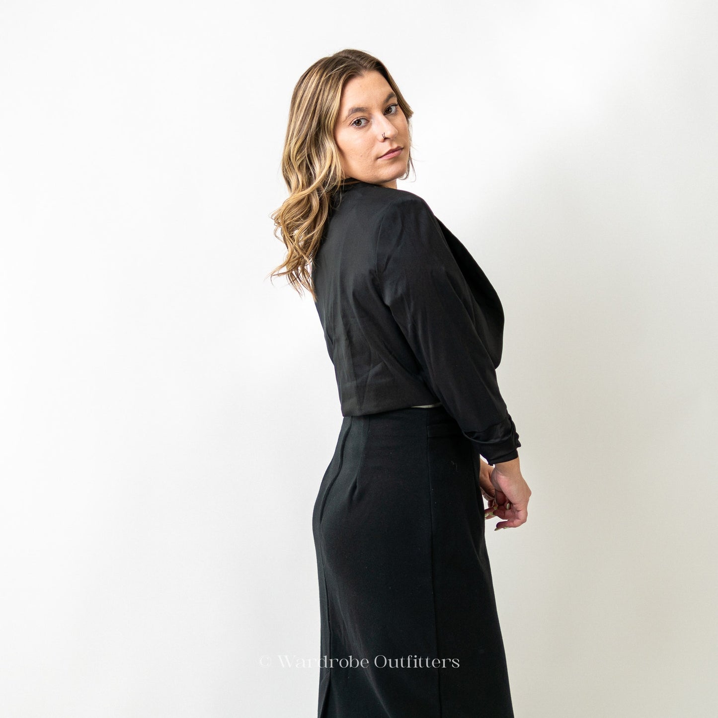 Vintage 80s Black Cropped Dress Blazer Jacket