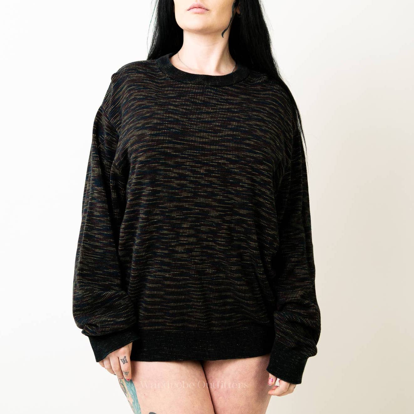Vintage 90s Chunky Crochet Knit Multicolor Sweater by Greg Norman - L