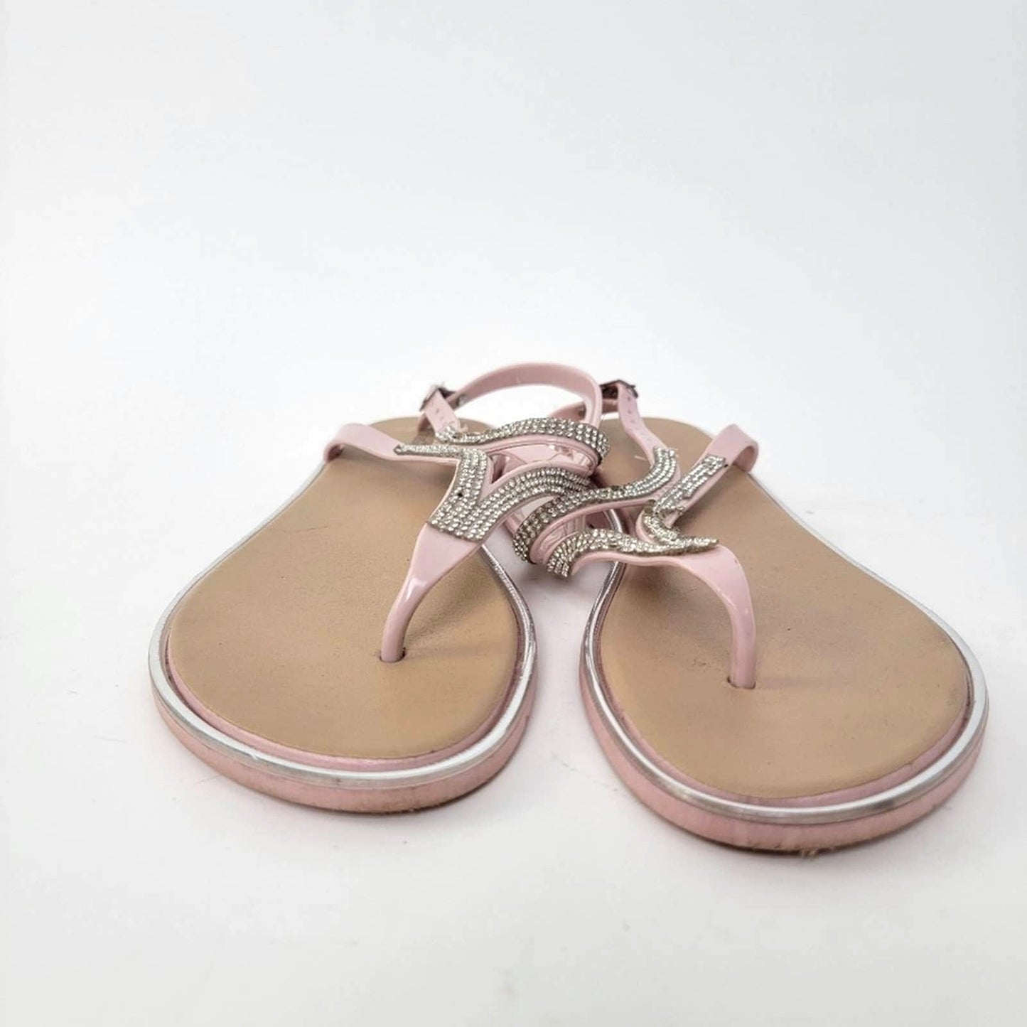 Chatties Pink Rhinestone Thong Flip Flop Sandals - 9.5/10