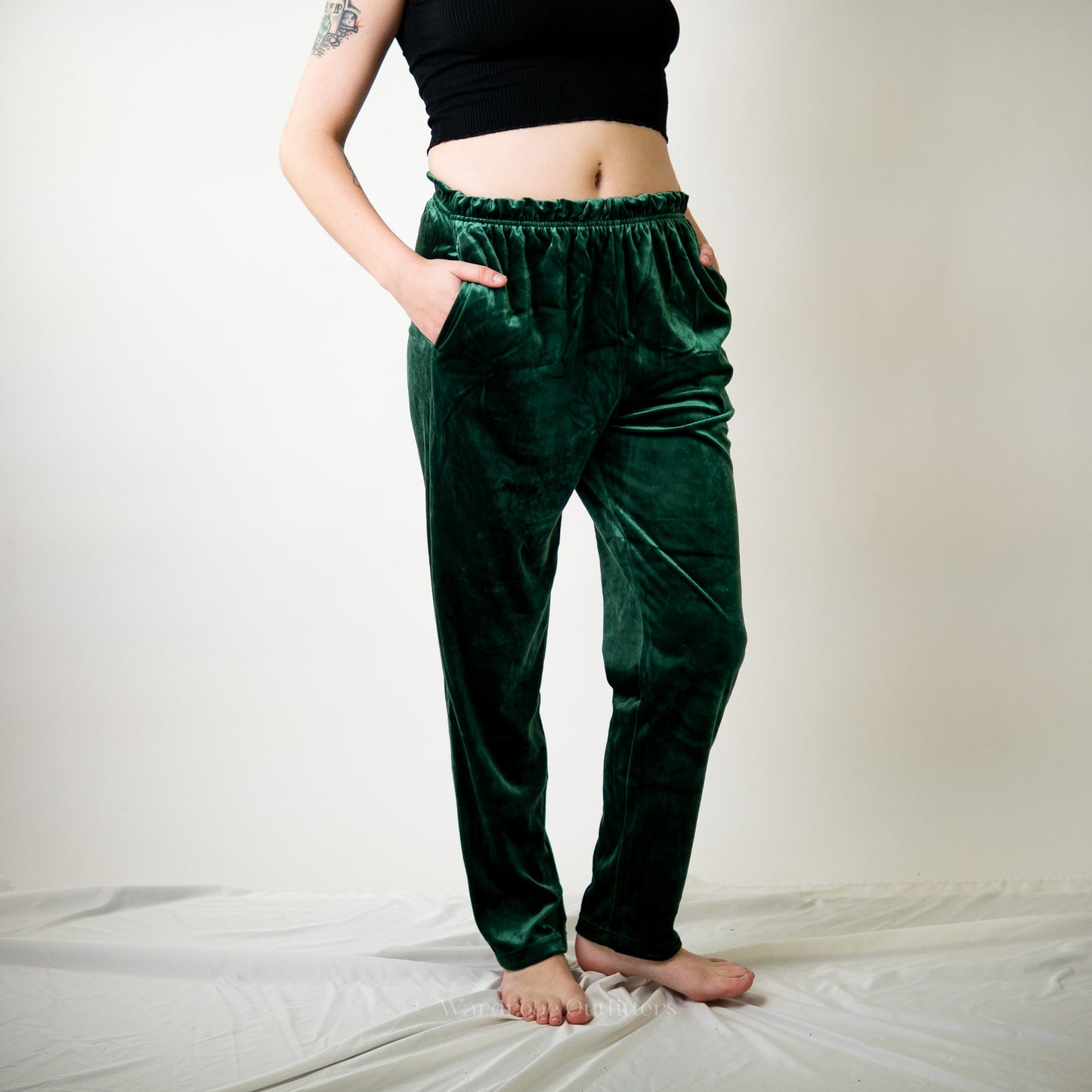 Vintage 90s Green Velvet Velour Joggers