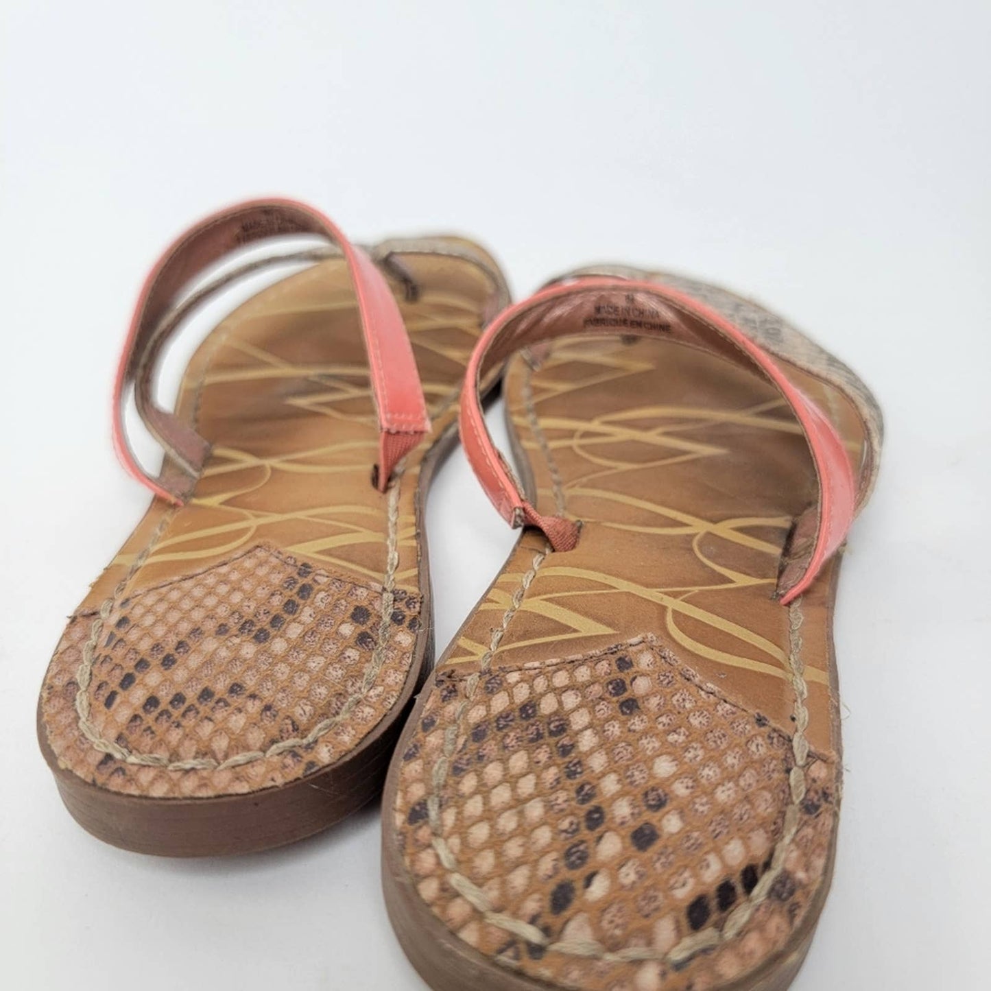 Sam & Libby Strappy Snakeskin Leather Summer Flip Flop Sandals - 6.5