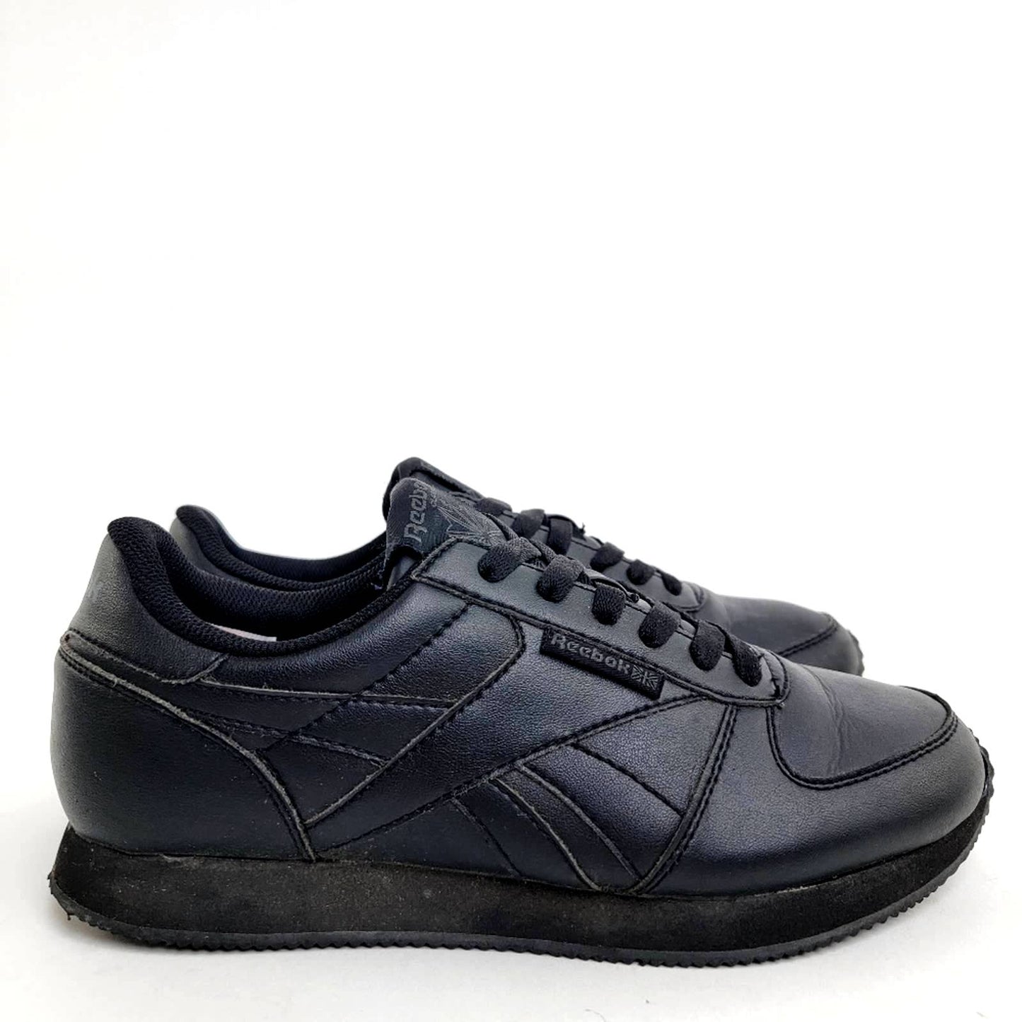 Reebok Black Classic Leather Sneaker Tennis Shoes - 8