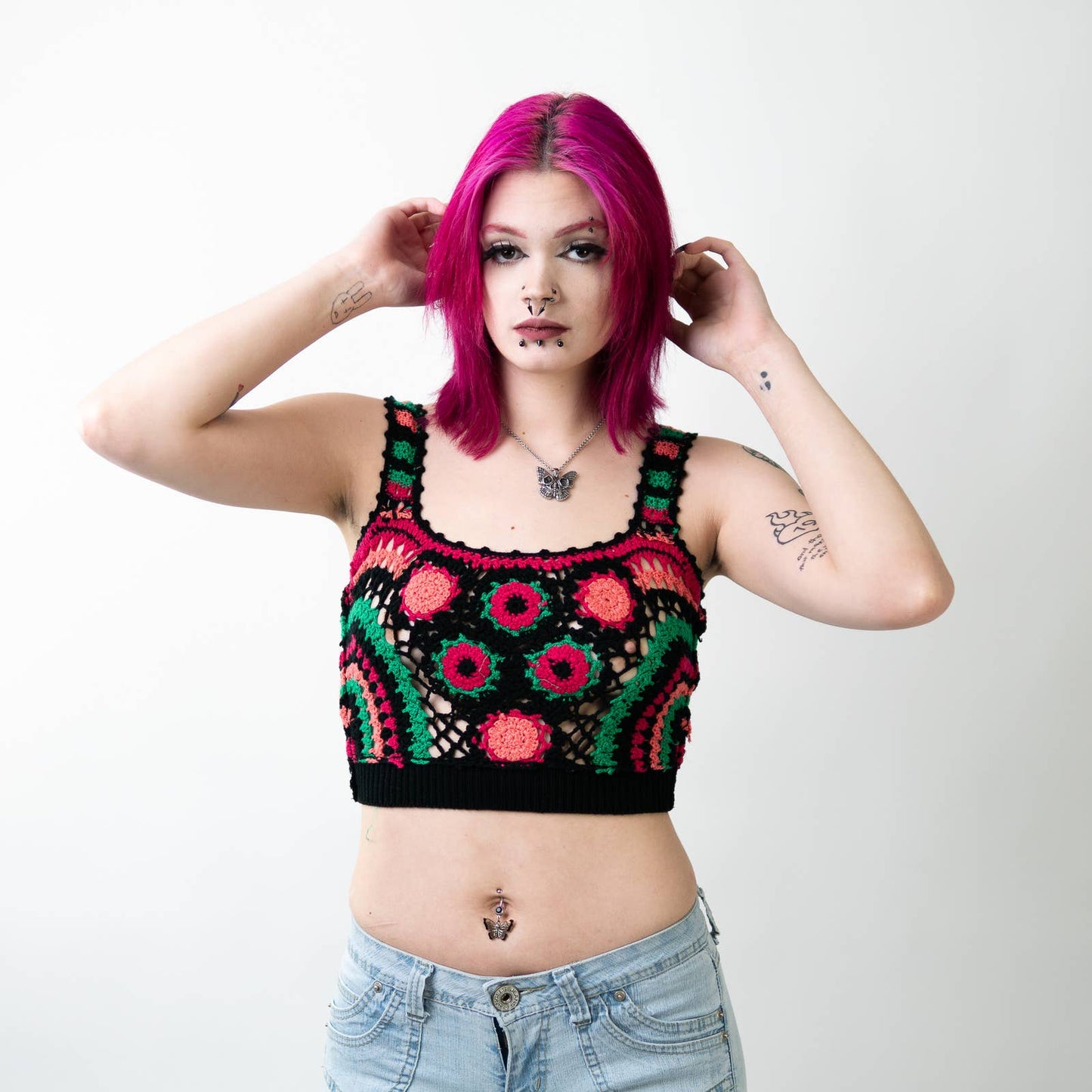 Handmade Crochet Knit Crop Top - S/M
