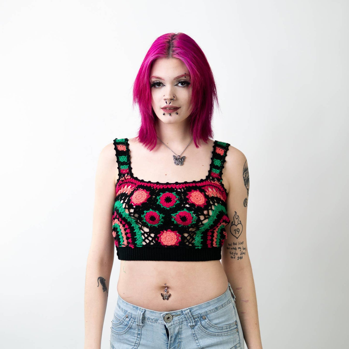 Handmade Crochet Knit Crop Top - S/M