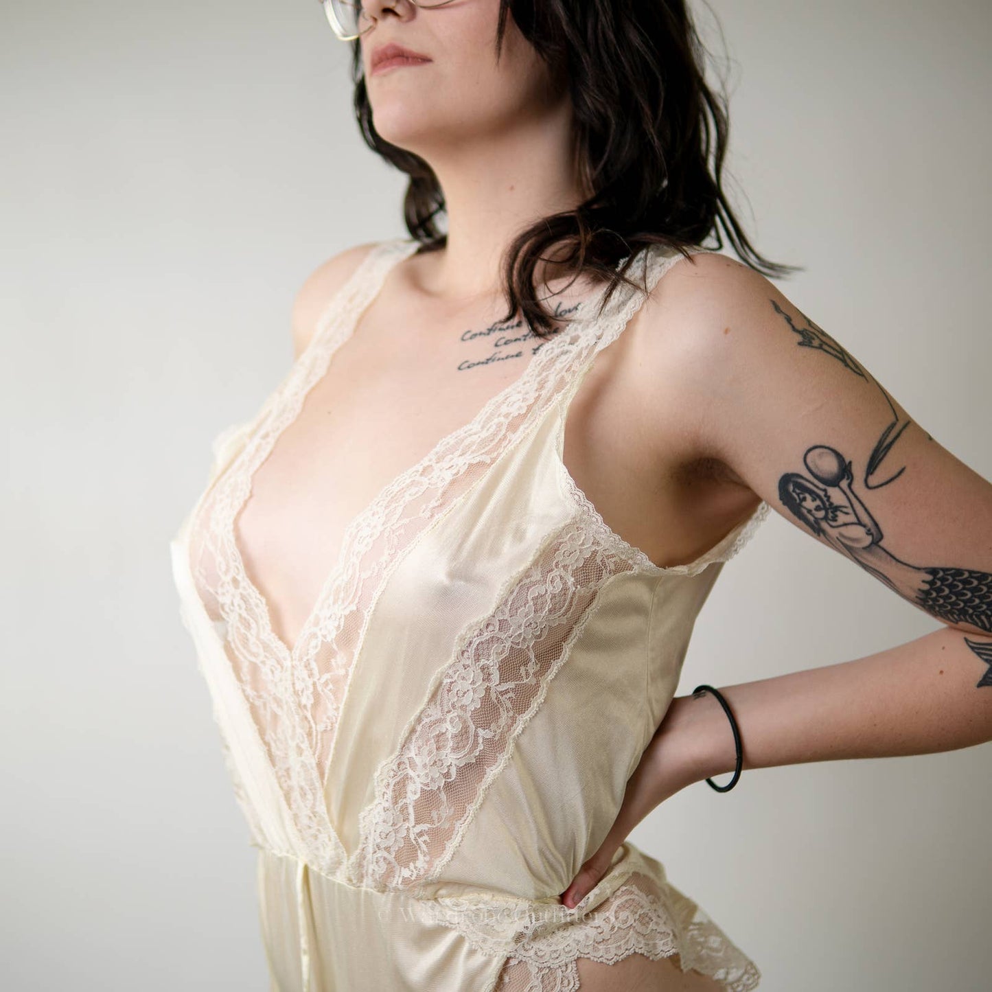 Vintage 80s Frilly Lace Bodysuit Lingerie