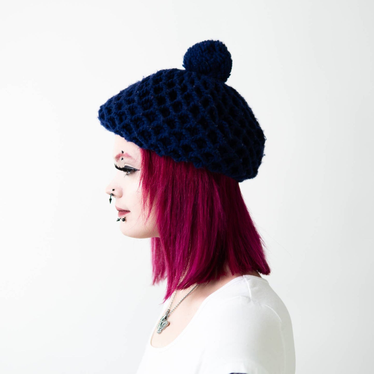 Vintage 50s Fuzzy Wool Plaid Pom Beret Tam