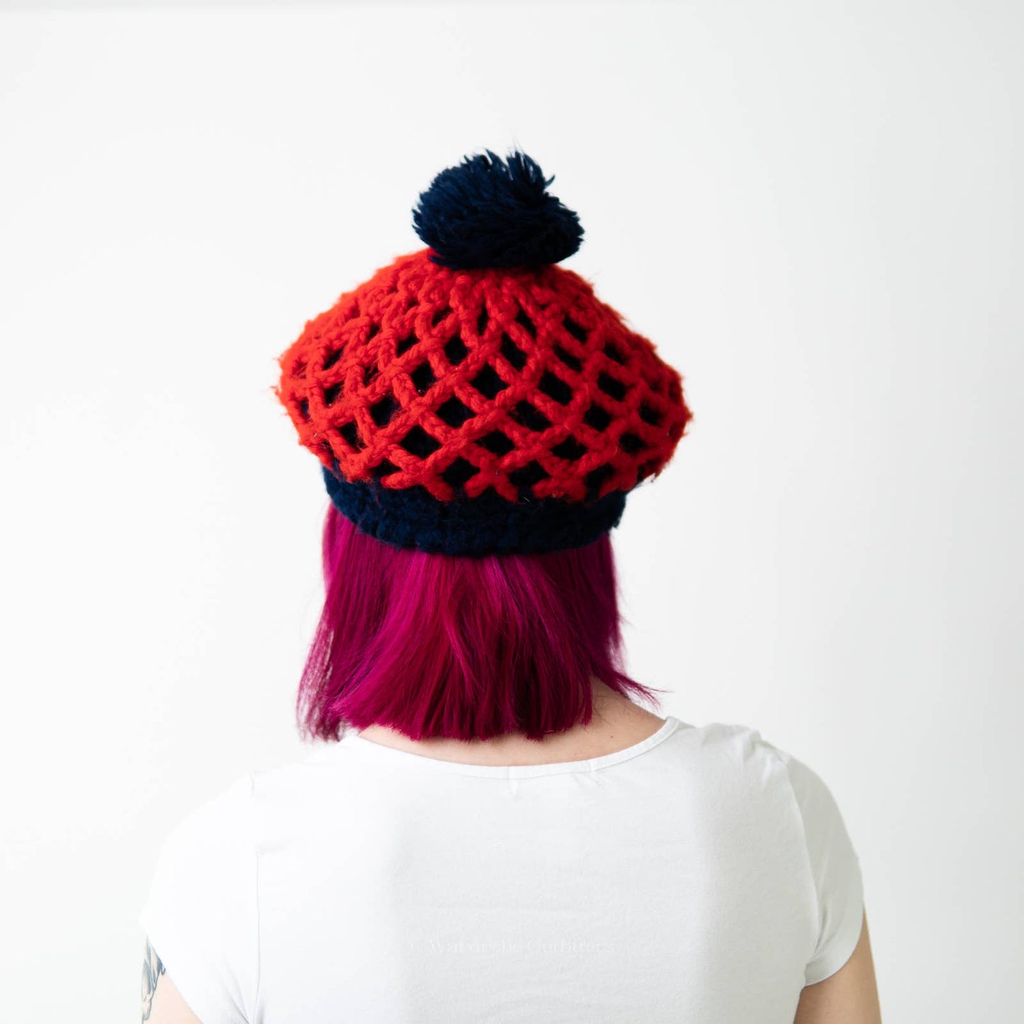Vintage 50s Fuzzy Wool Plaid Pom Beret Tam