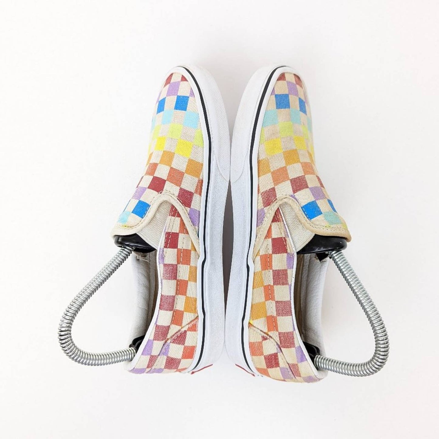 Vans Rainbow Checkered Loafer Slides - 7.5