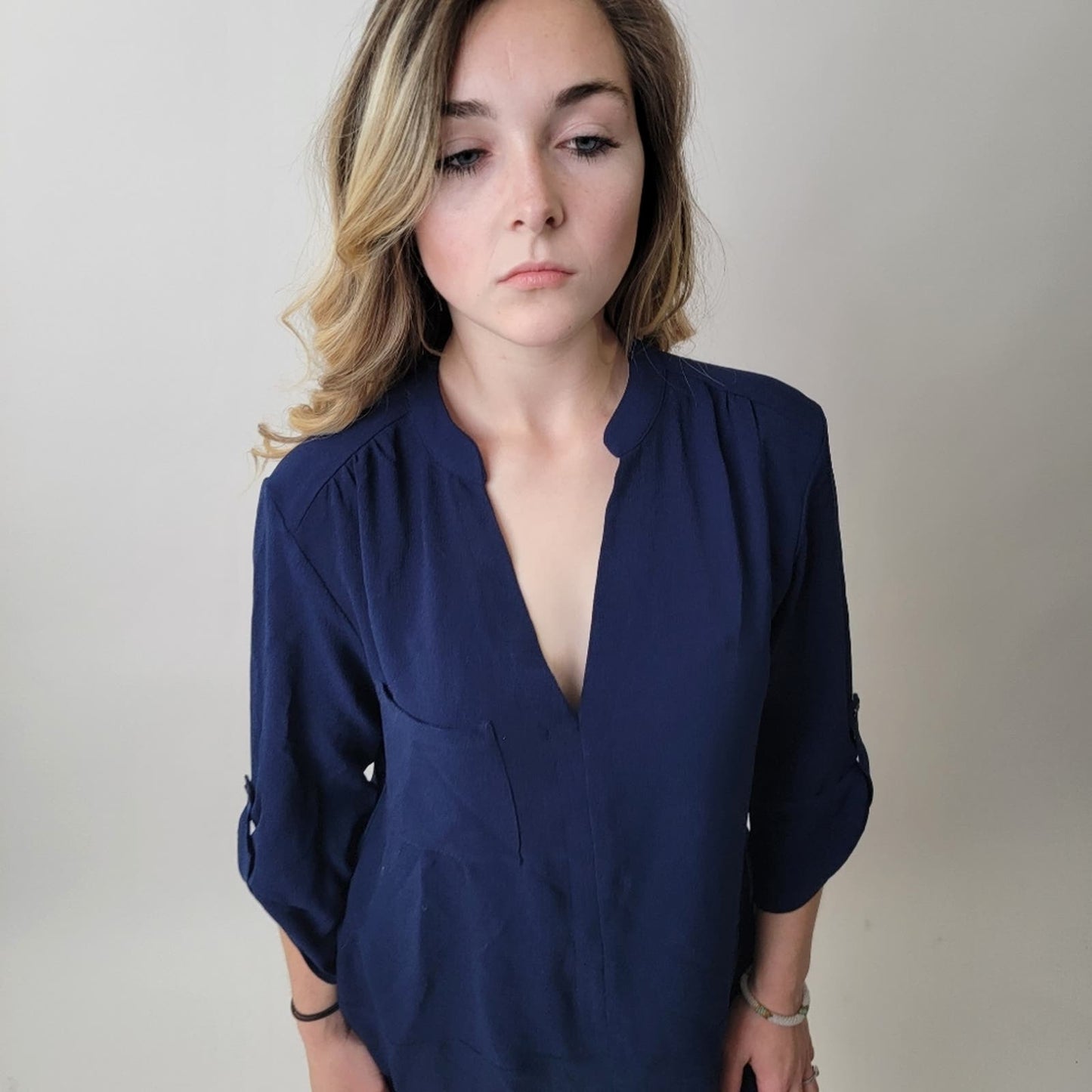 Lush x Anthropologie Navy Blue Summer Tunic Shirt Dress - M