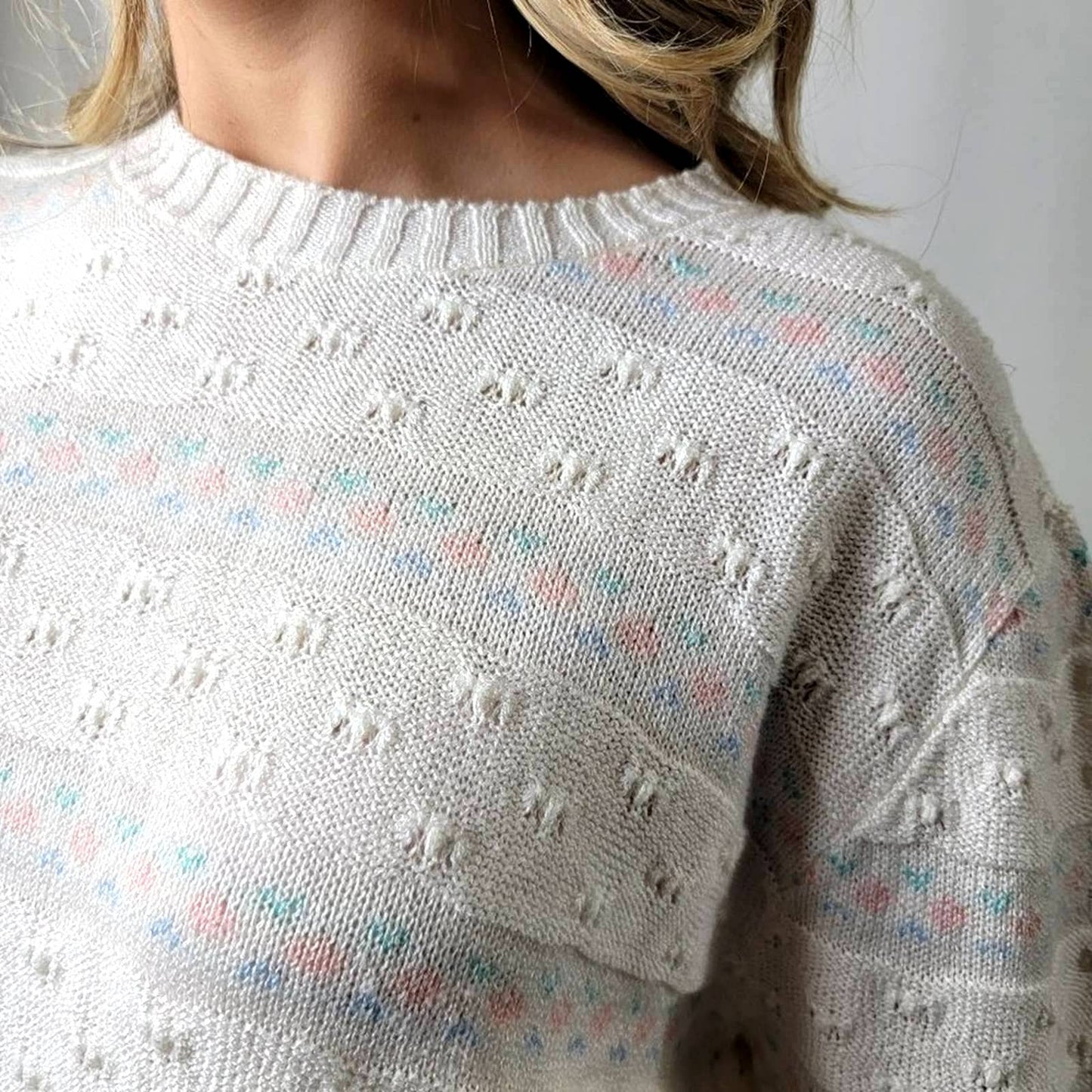 Vintage 90's Floral Half Sleeve Sweater - M