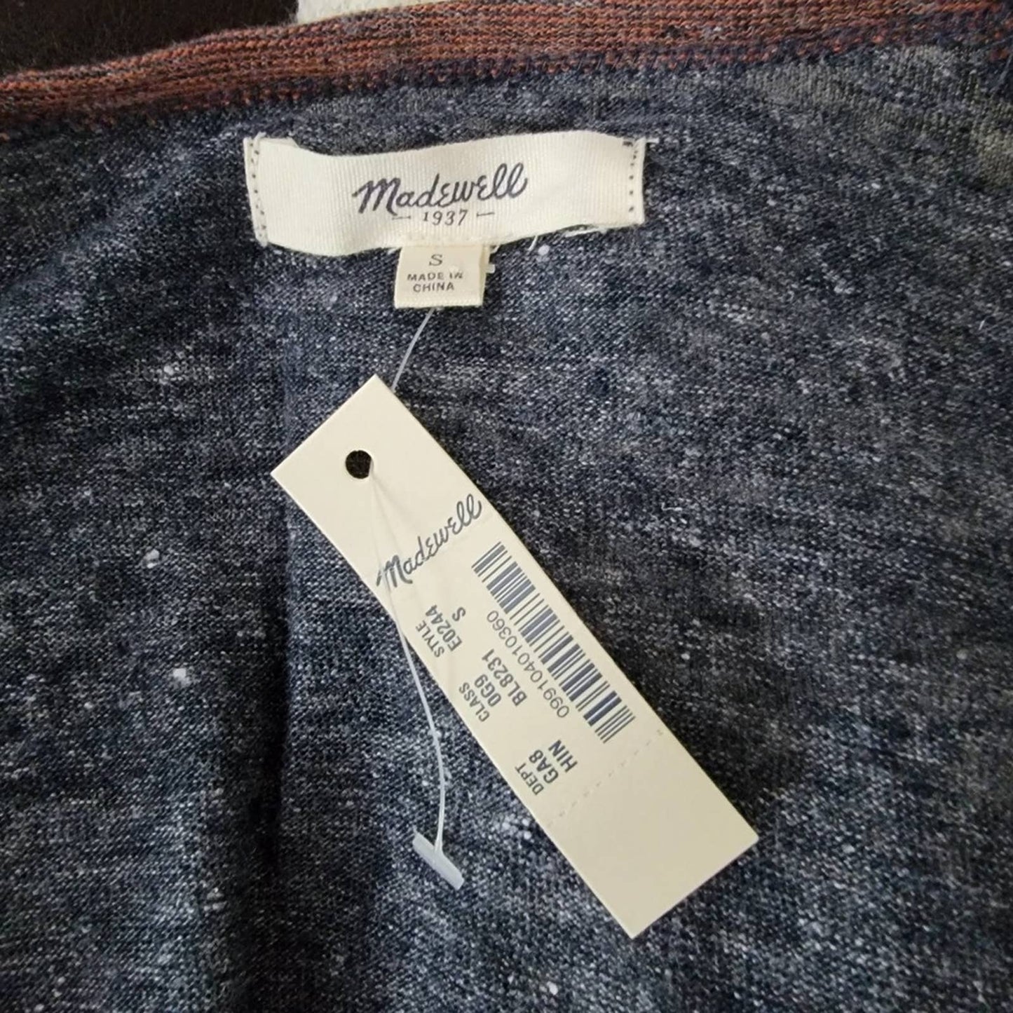 NWT Madewell Modern Linen Ringer Raglan Long Sleeve Shirt - S