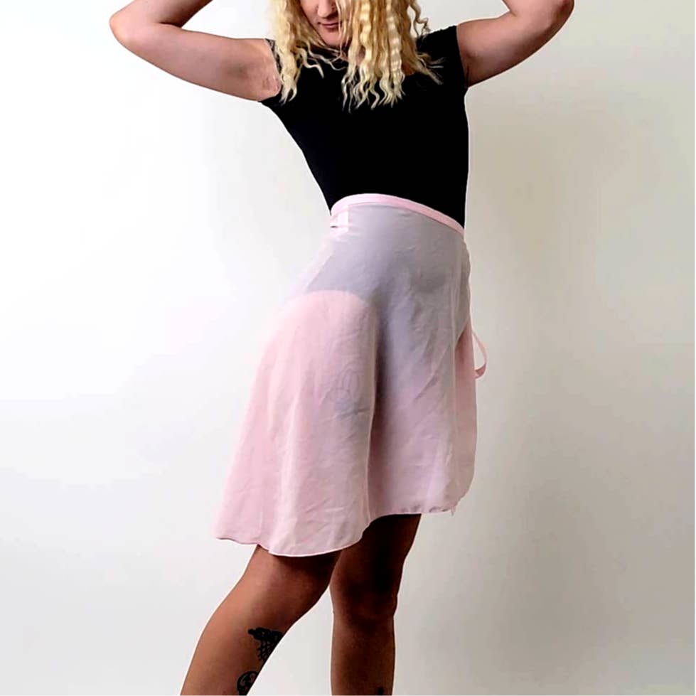 Vintage 90s Pink Capezio Studio Collection Ballerina Ballet Wrap Skirt Dancewear