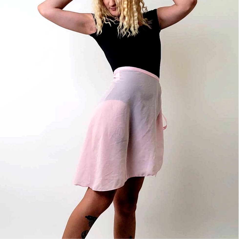Vintage 90s Pink Capezio Studio Collection Ballerina Ballet Wrap Skirt Dancewear