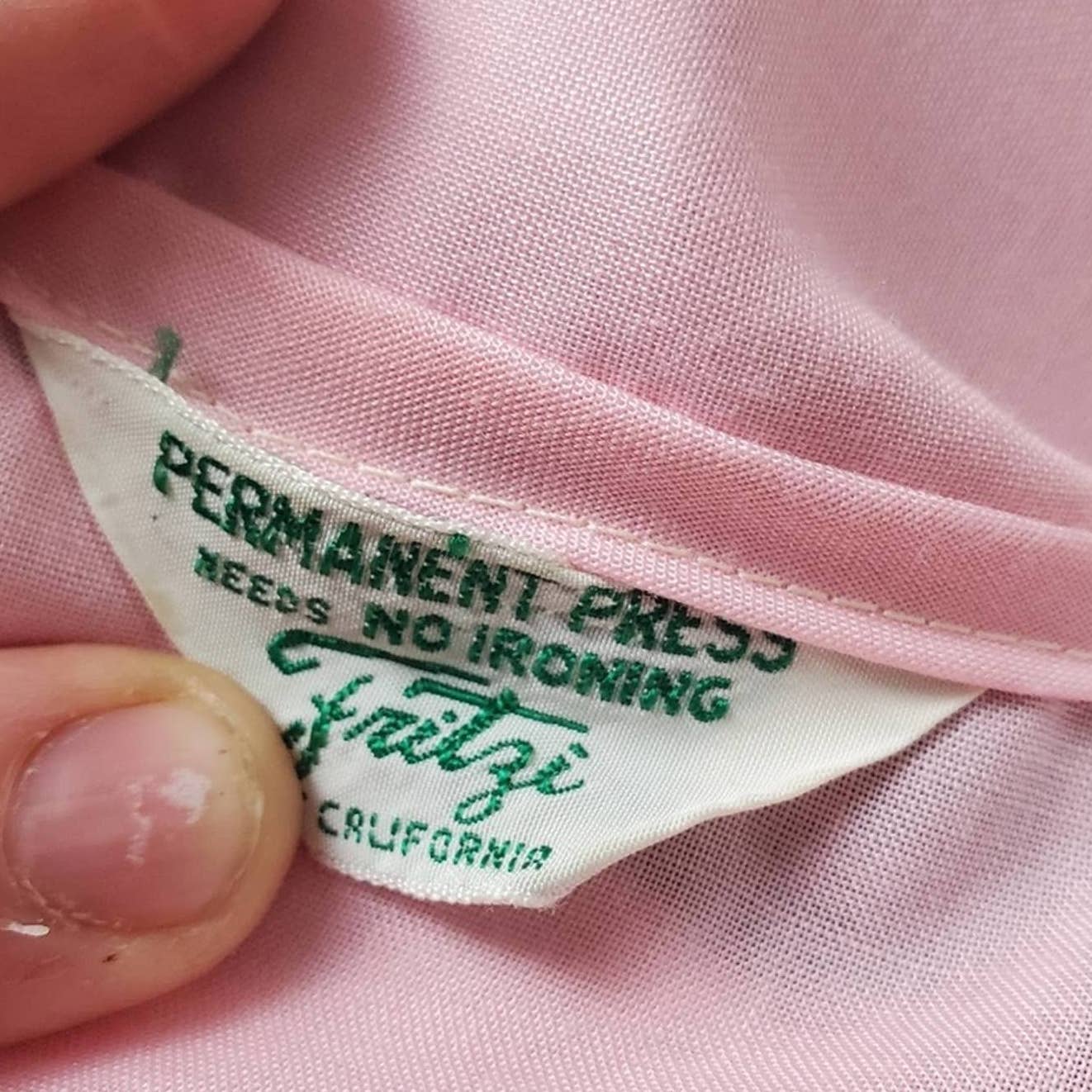Vintage 70s Fritzi Of Cali Pink Embroidered Blouse - S