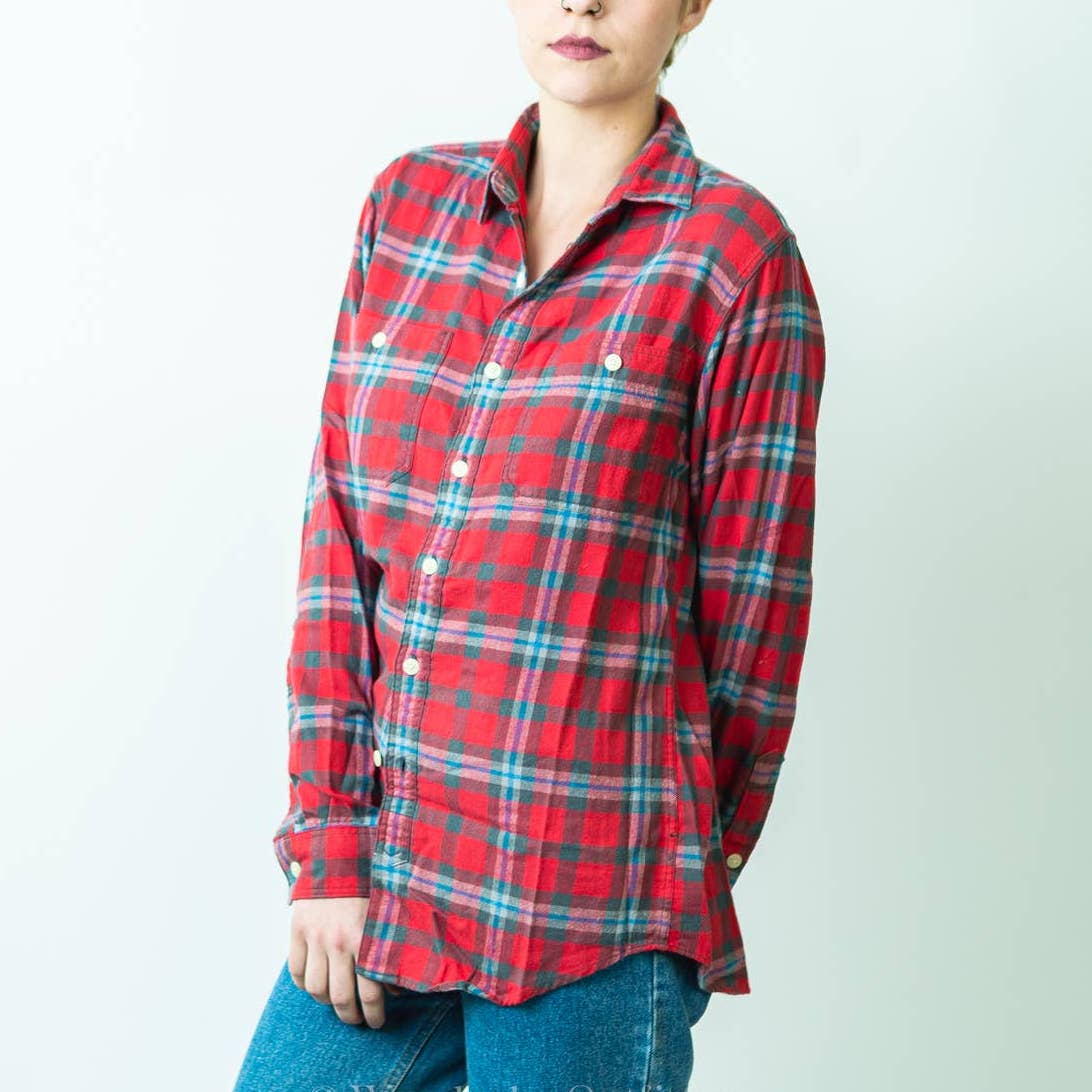 J.Crew Plaid Flannel Long Sleeve Button Sown Shirt - S