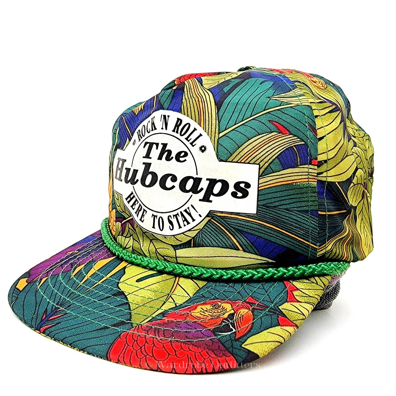 Vintage 'The Hubcaps' Tropical Floral Print Snapback Hat Cap 80/90's