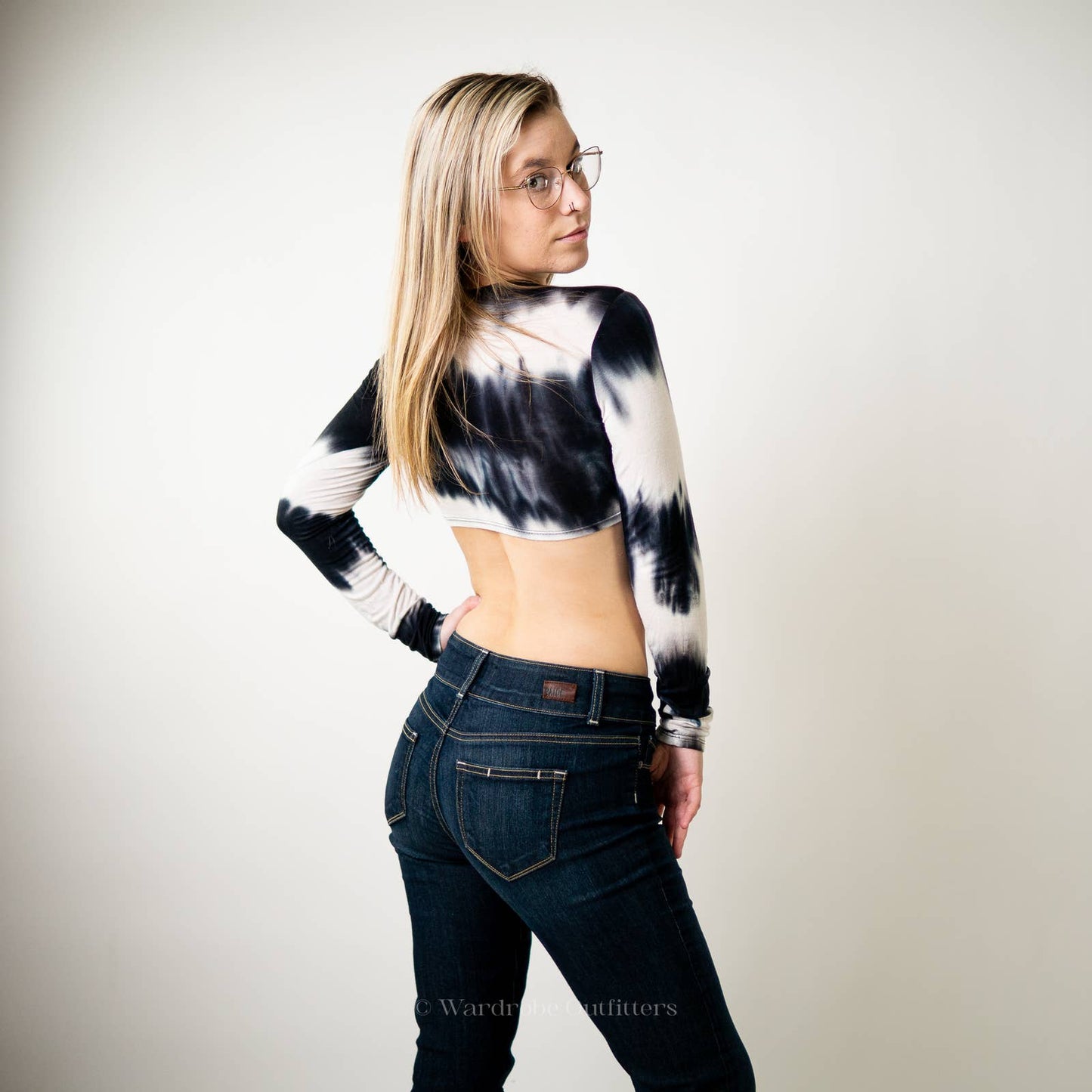 Emory Park Long Sleeve Tie Dye Crop Top Tee - S